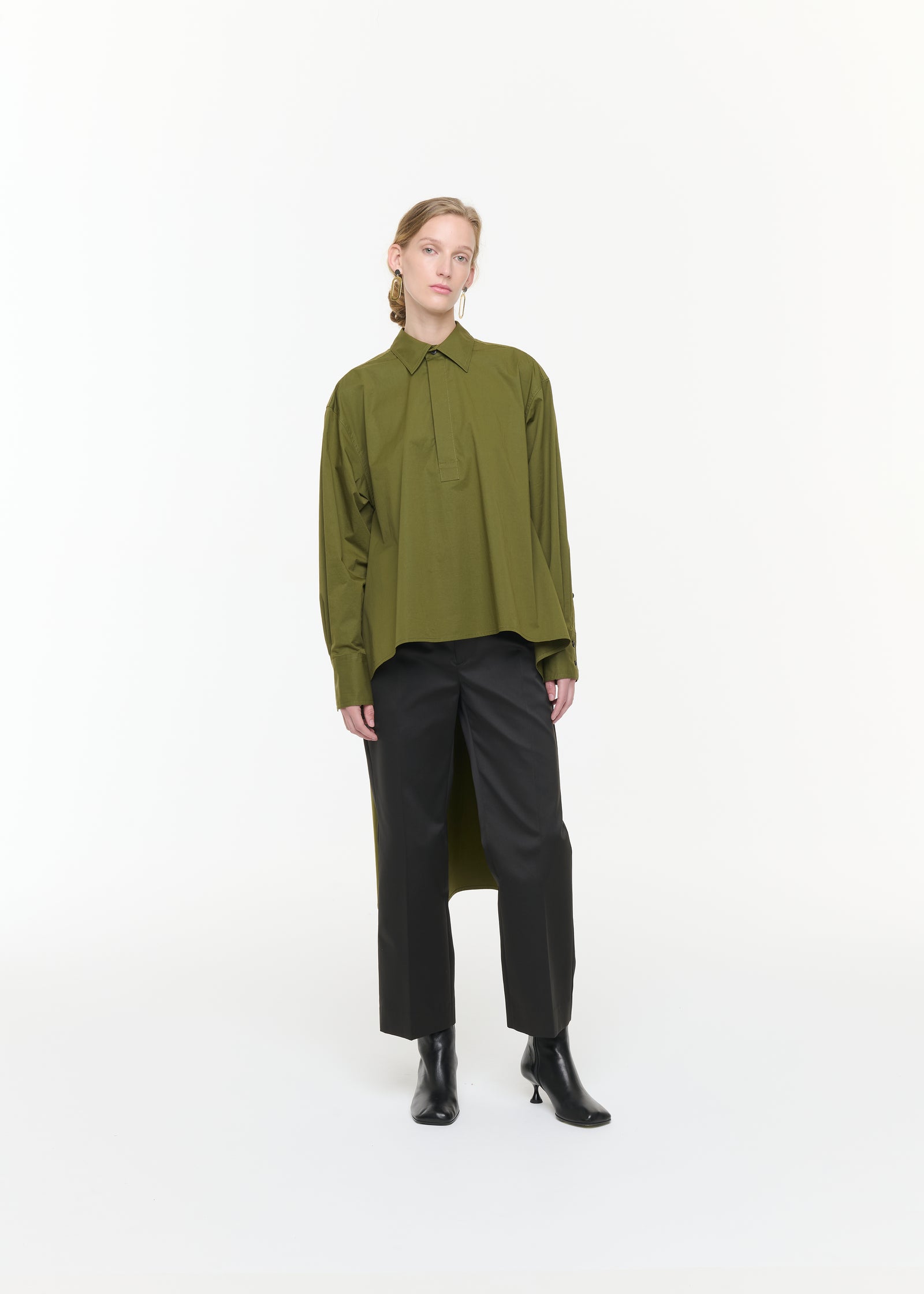 GREEN ASYMMETRIC SHIRT