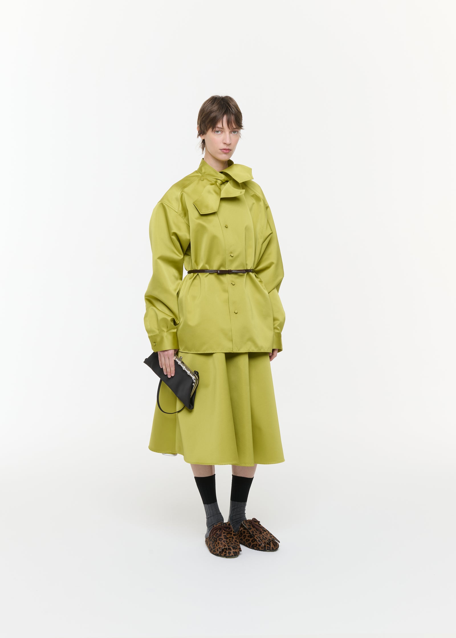 ASYMMETRIC SCARF COLLAR DUCHESSE SHIRT