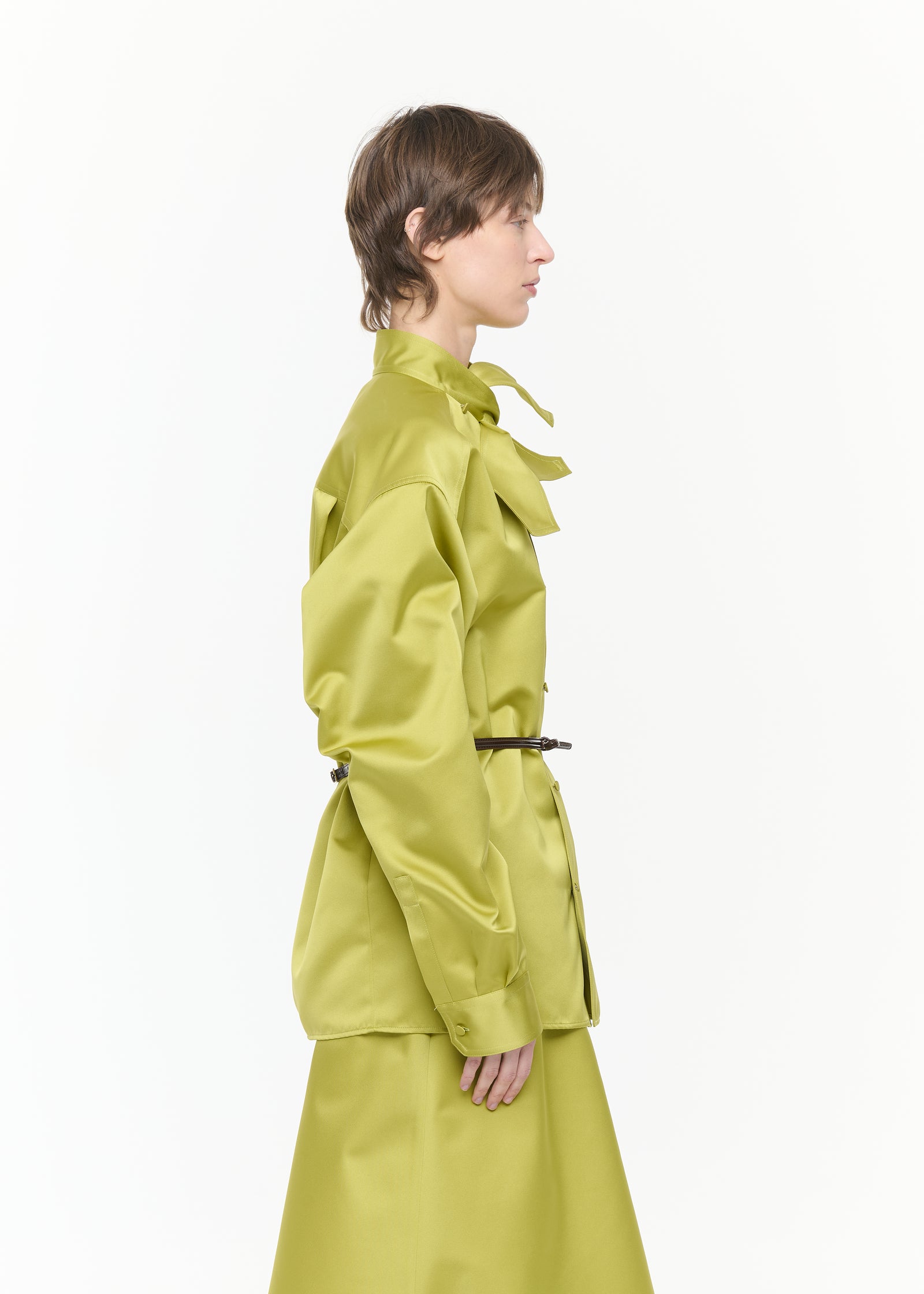 ASYMMETRIC SCARF COLLAR DUCHESSE SHIRT