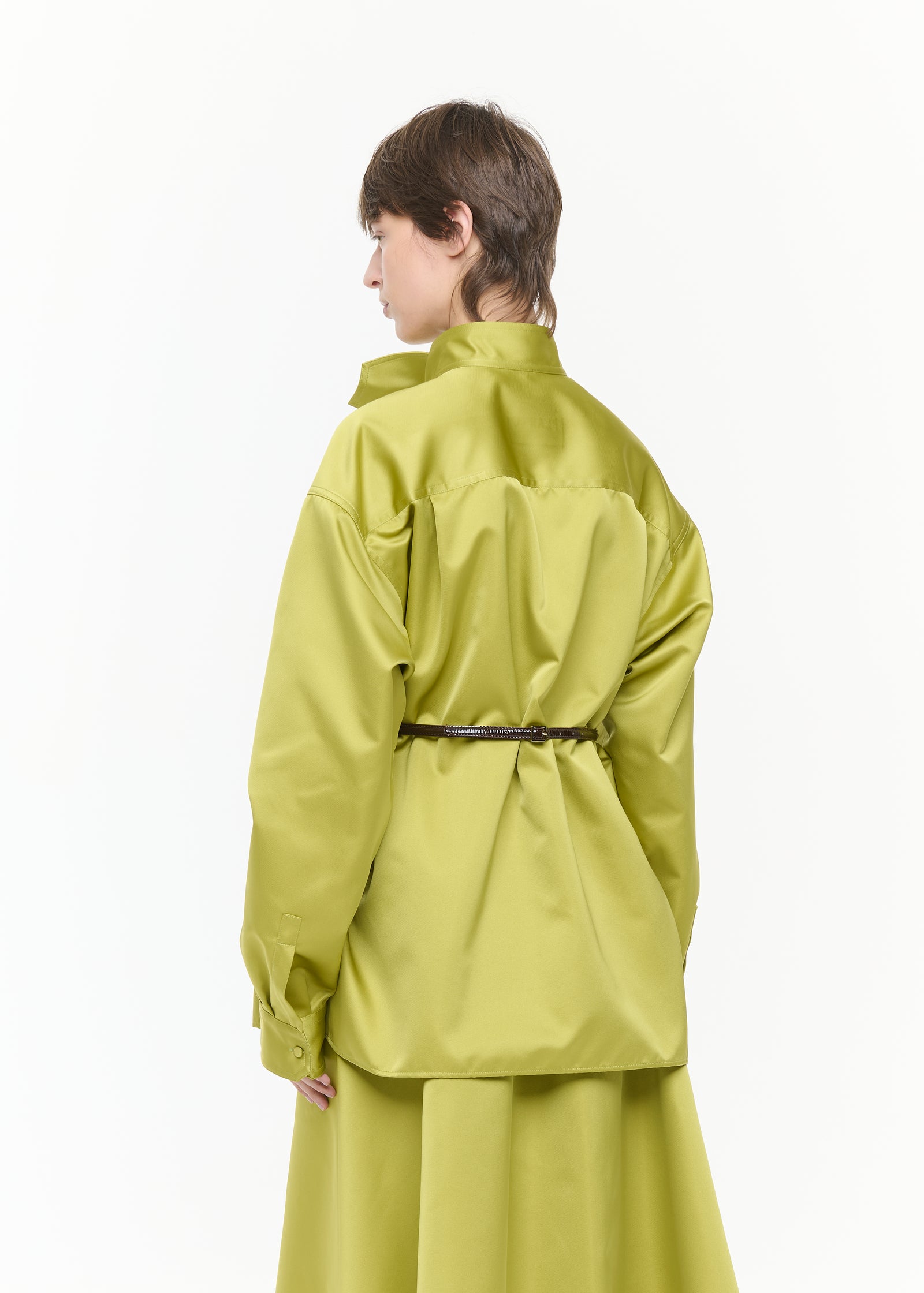 ASYMMETRIC SCARF COLLAR DUCHESSE SHIRT