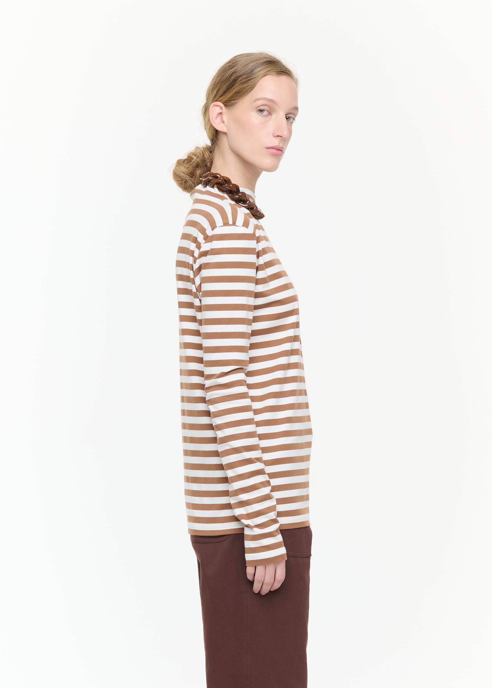 TURTLENECK STRIPED LONG SLEEVED T-SHIRT