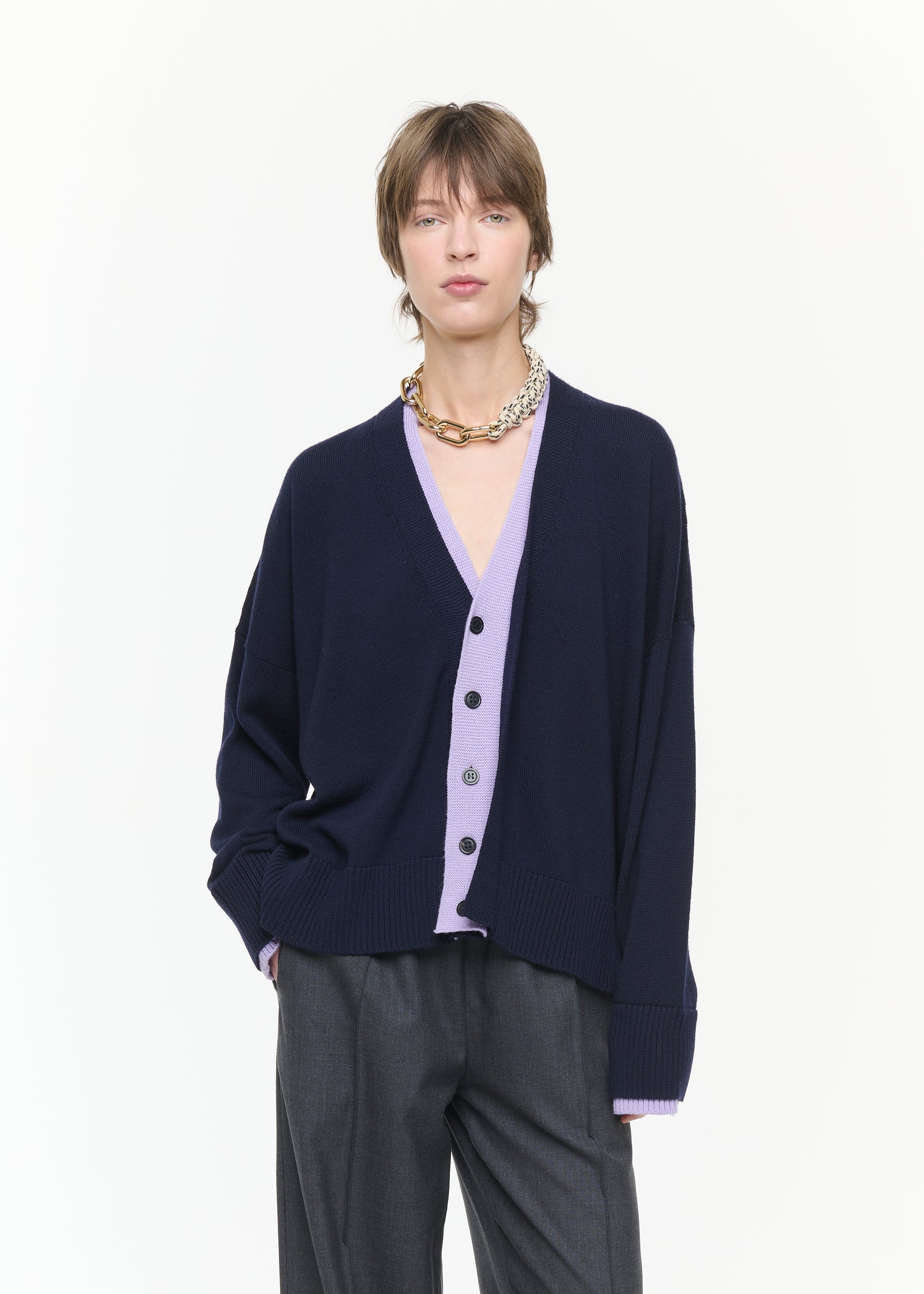 SOFT WOOL BLUE LILAC CARDIGAN