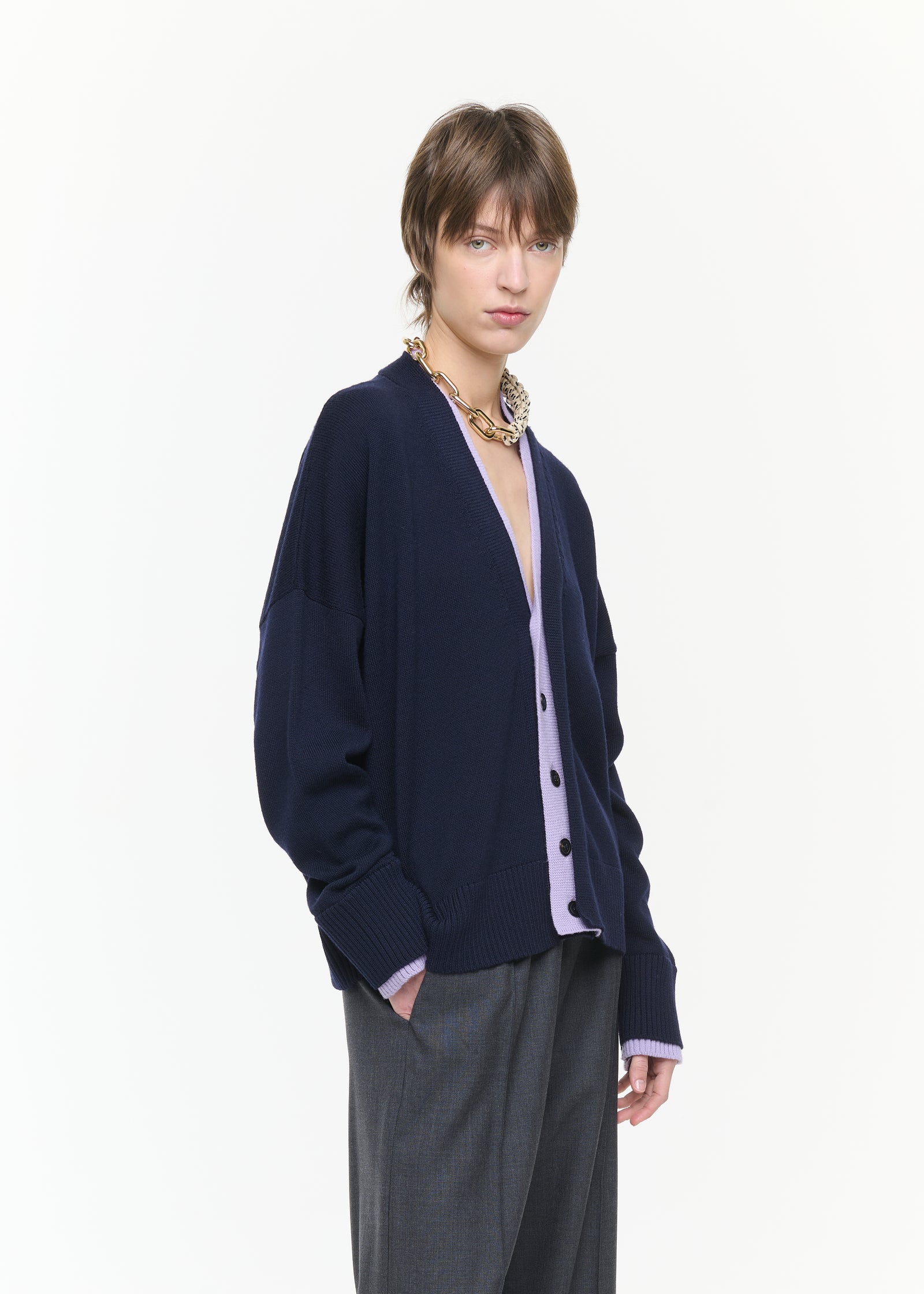 SOFT WOOL BLUE LILAC CARDIGAN