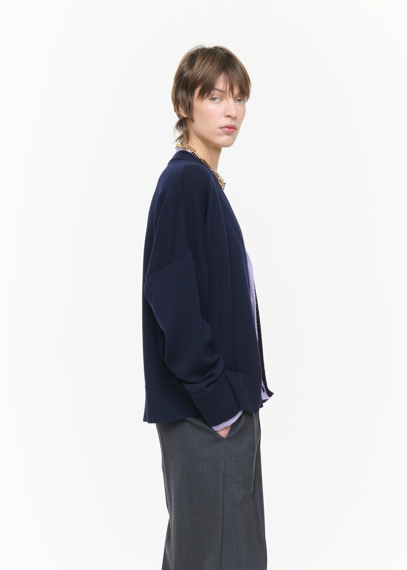 SOFT WOOL BLUE LILAC CARDIGAN