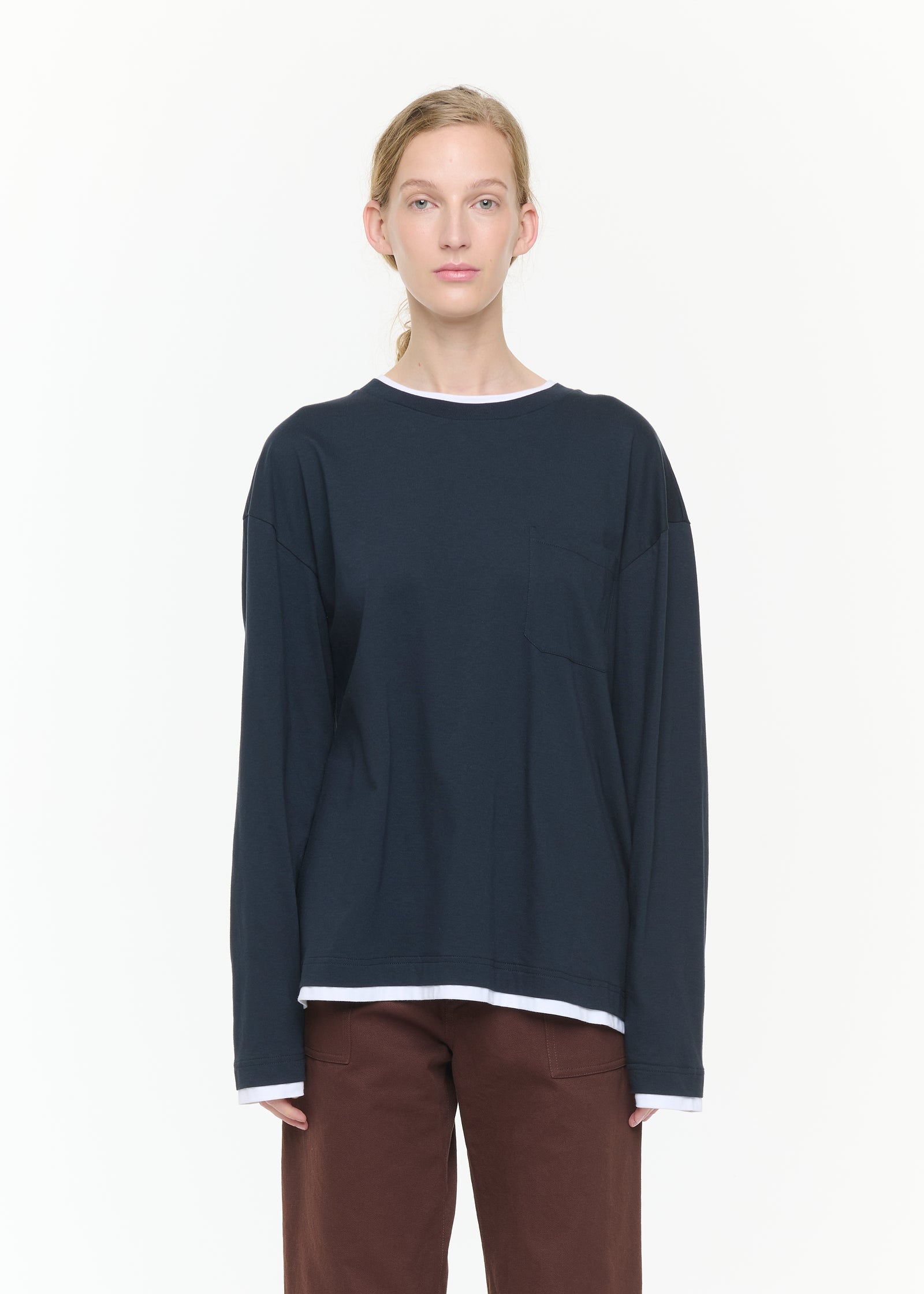 BLUE AND WHITE LONG SLEEVED T-SHIRT
