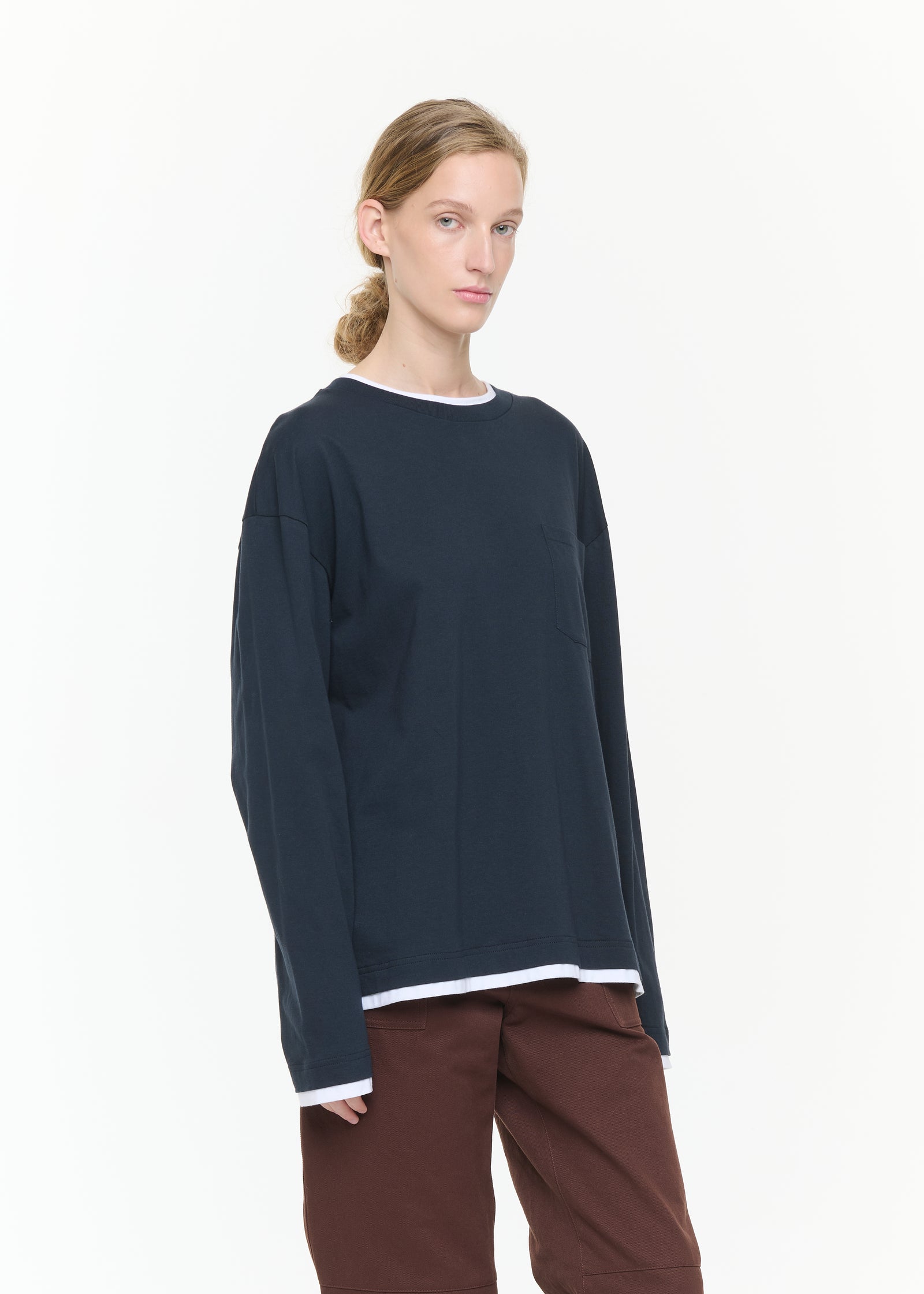 BLUE AND WHITE LONG SLEEVED T-SHIRT