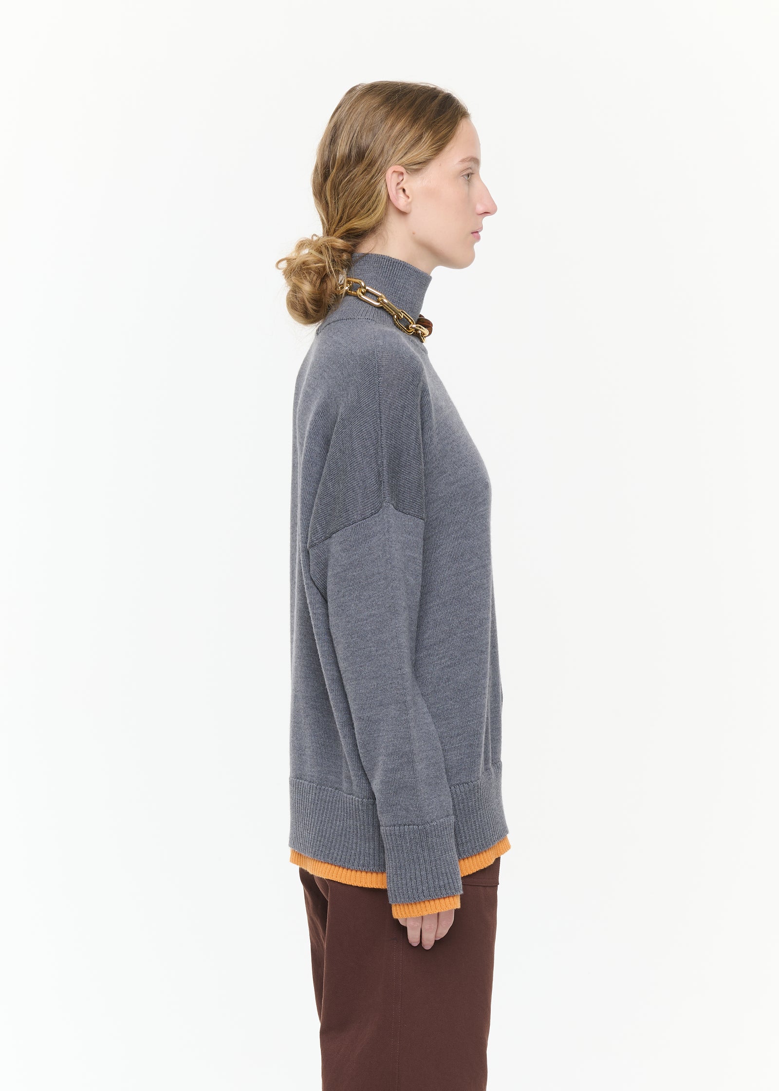 GREY SOFT WOOL TURTLENCK SWEATER