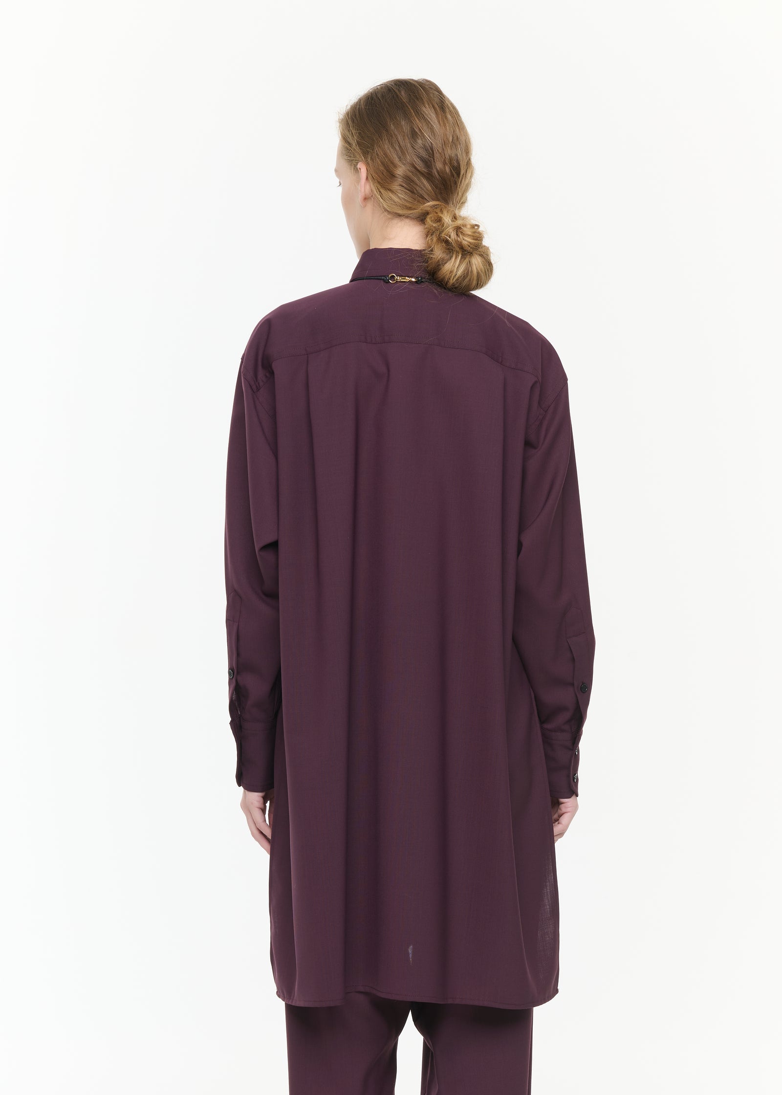 BURGUNDY WOOL SHIRT WITH TAIL