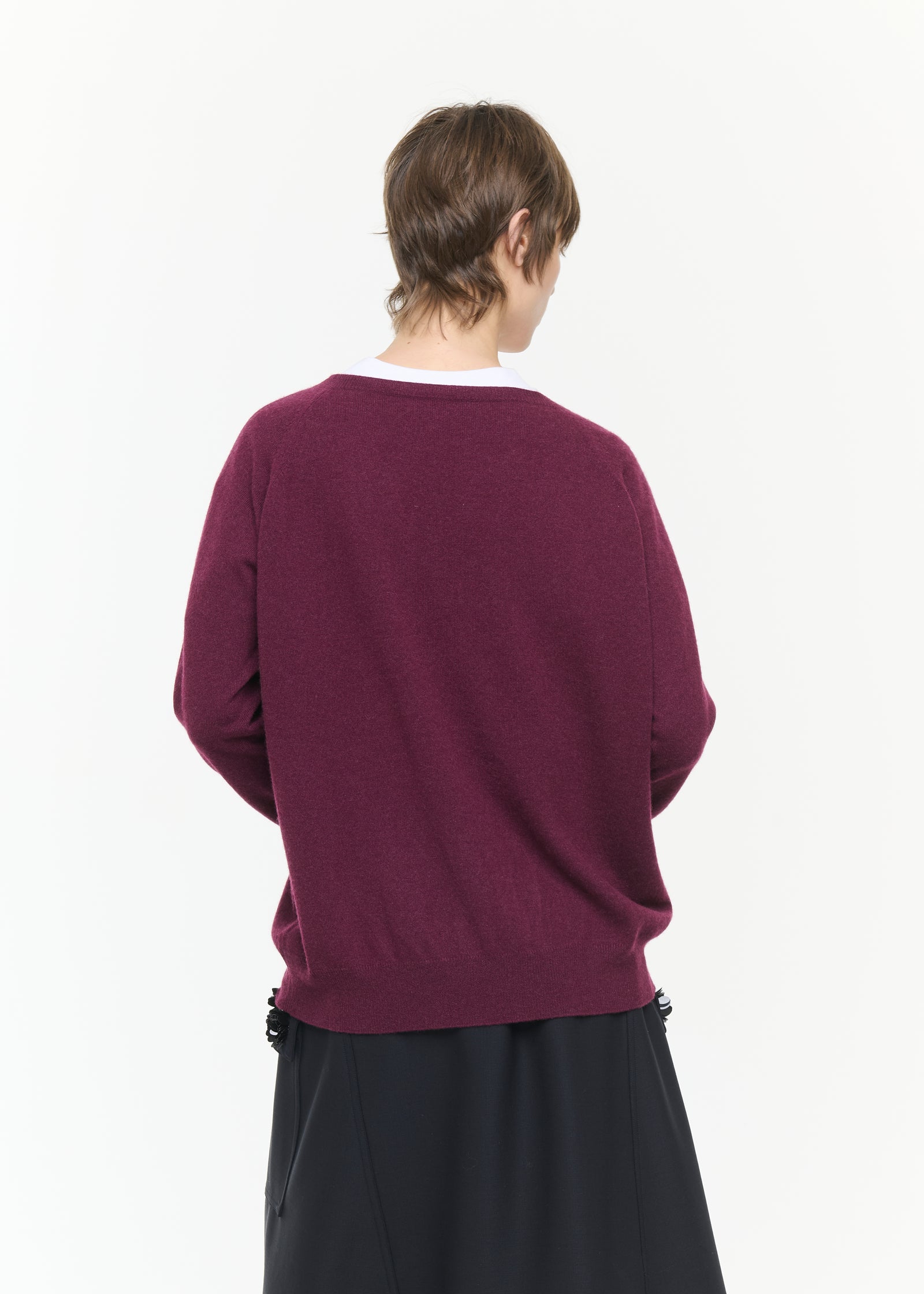 RED PURPLE CASHMERE V-NECK SWEATER