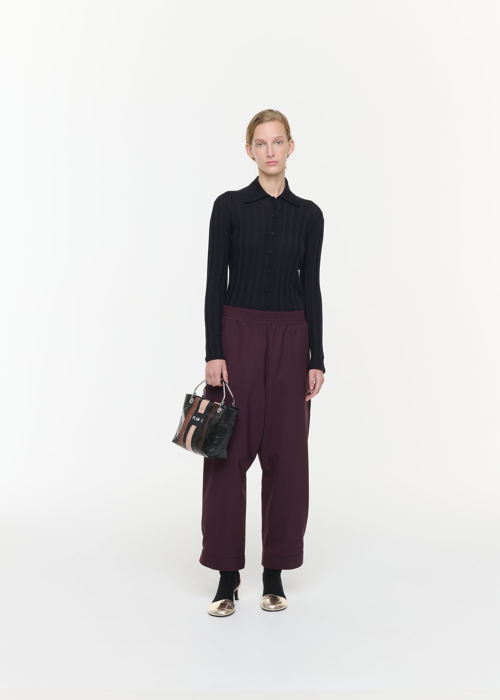 DARK BURGUNDY WOOL TROUSERS