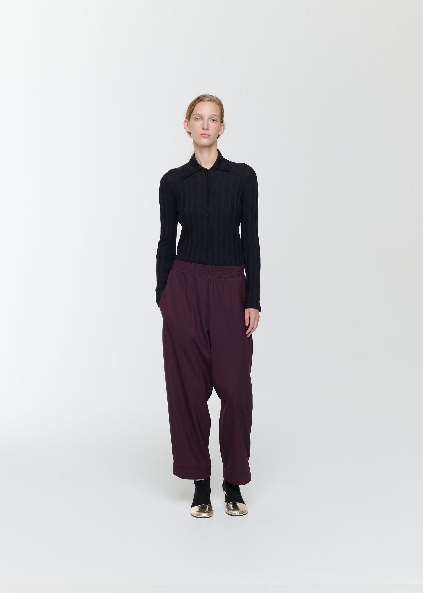 DARK BURGUNDY WOOL TROUSERS