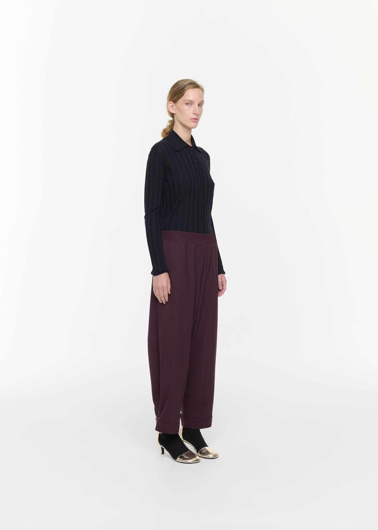 DARK BURGUNDY WOOL TROUSERS