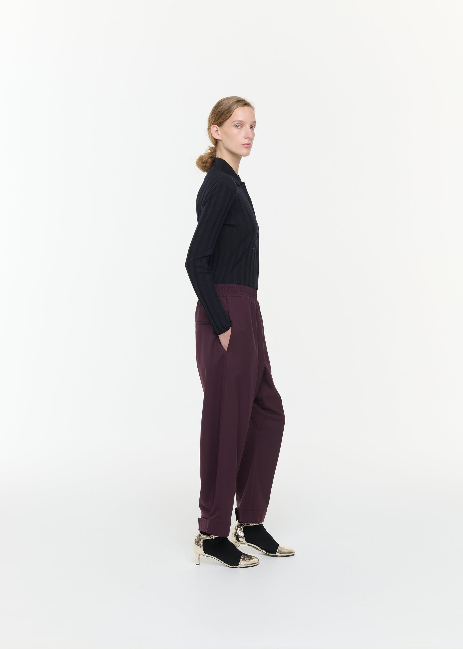 DARK BURGUNDY WOOL TROUSERS