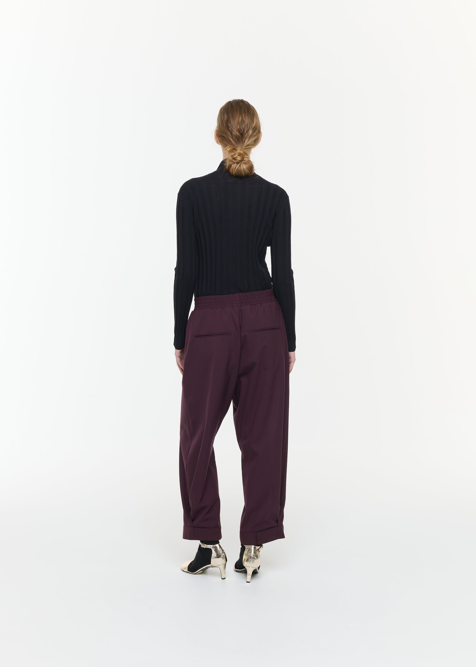 DARK BURGUNDY WOOL TROUSERS