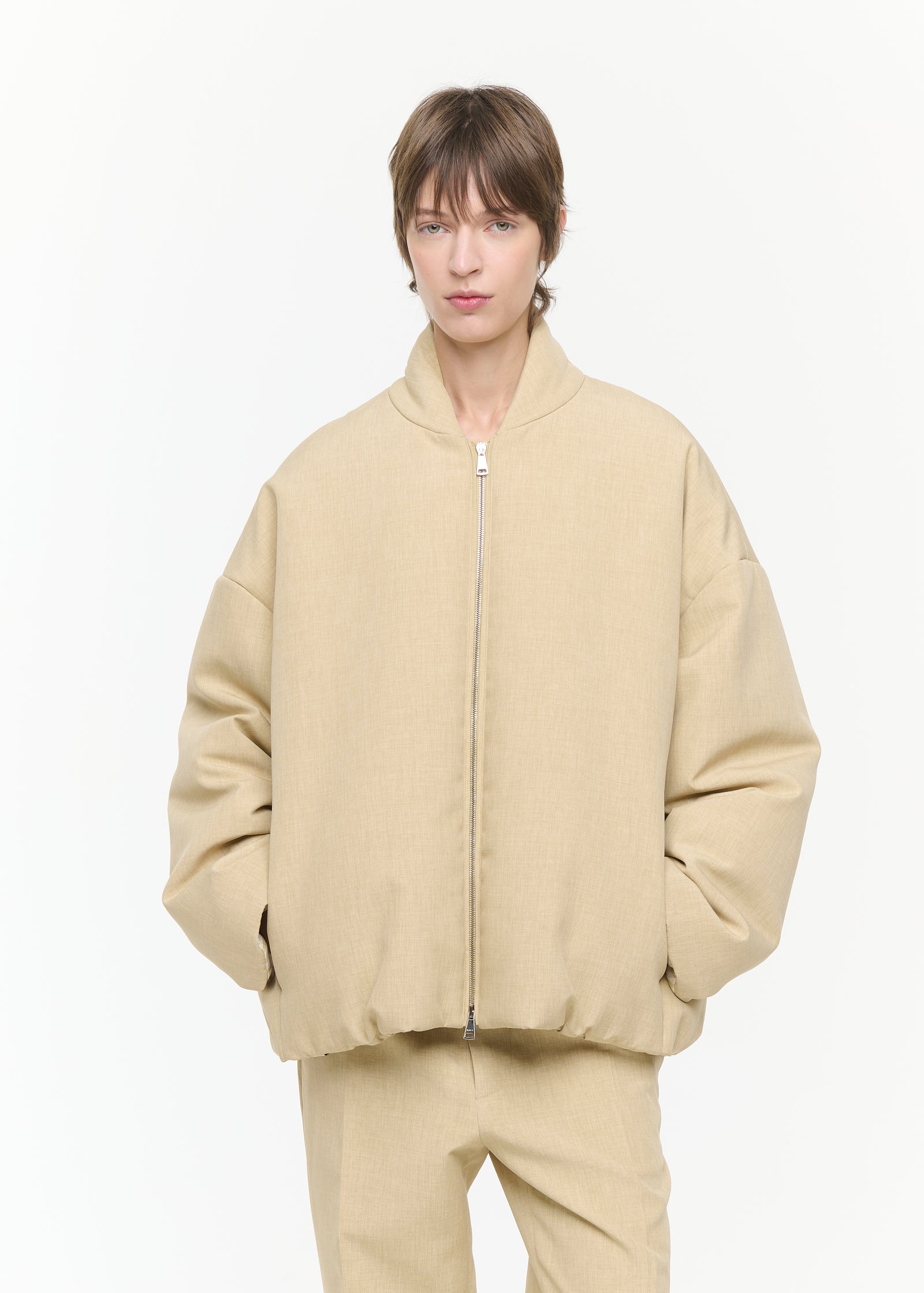 MELANGE YELLOW BOMBER JACKET
