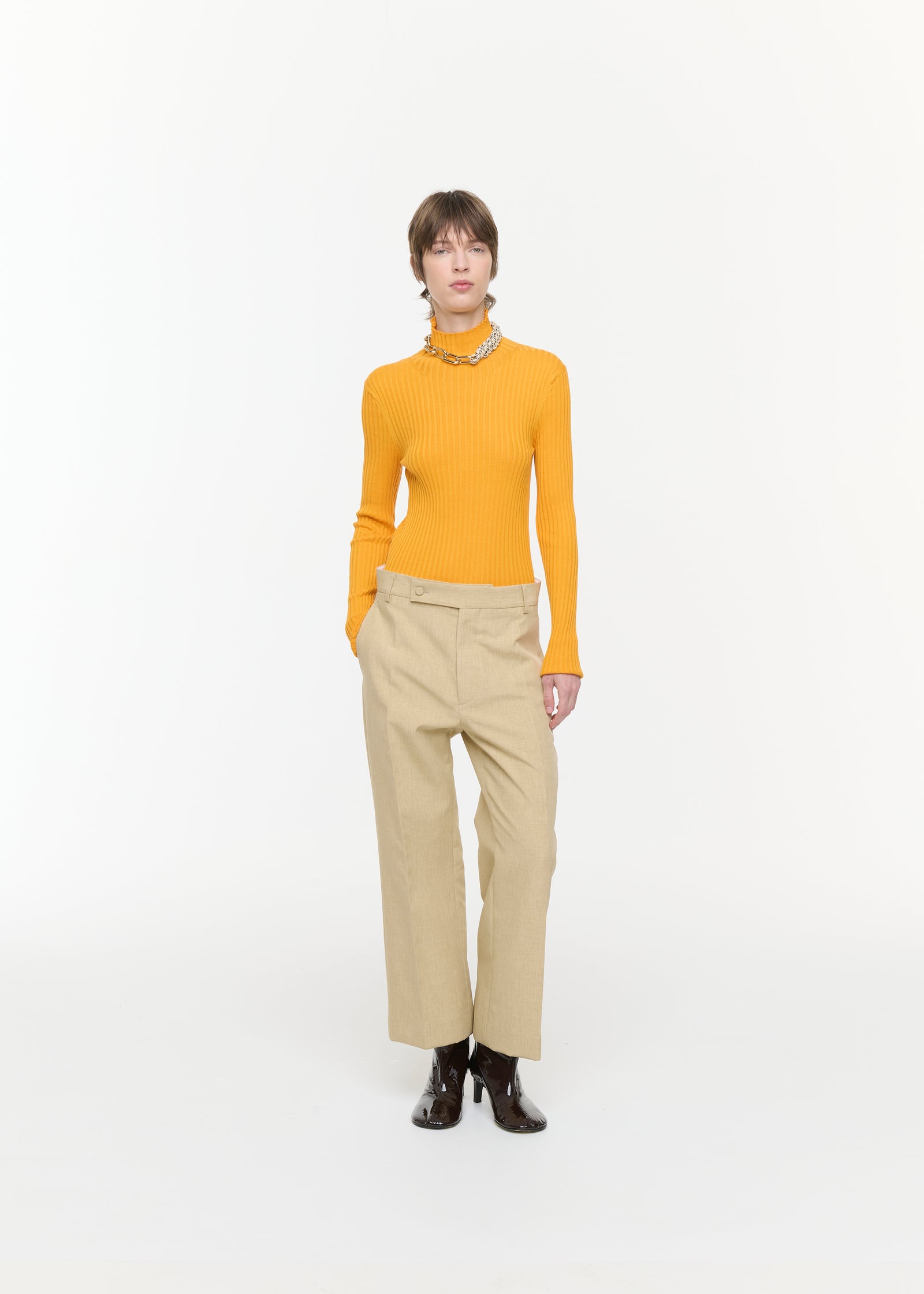 TAILORED TROUSERS IN MELANGE YELLOW