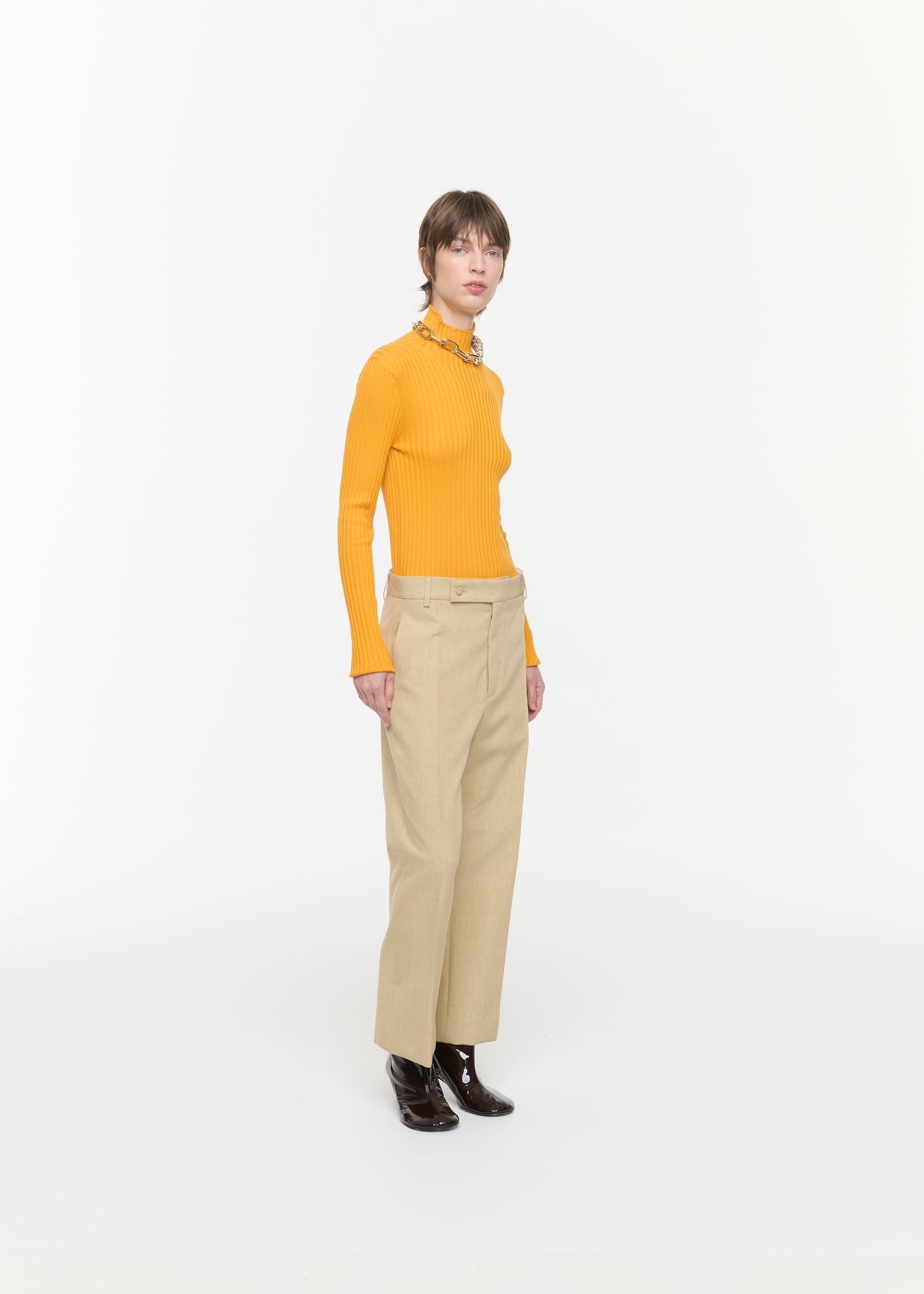TAILORED TROUSERS IN MELANGE YELLOW