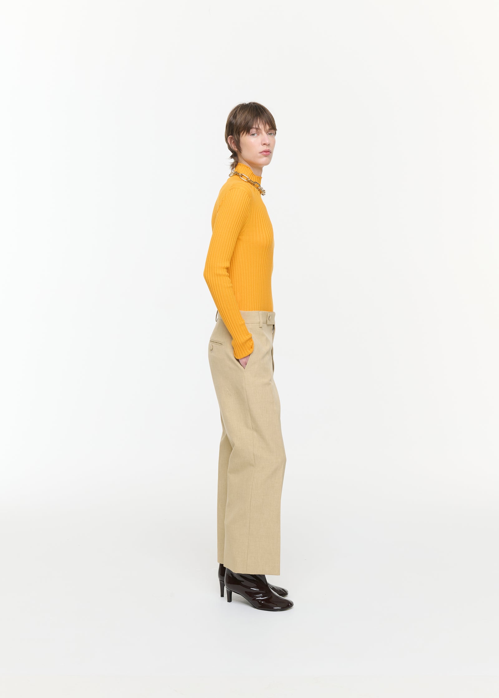 TAILORED TROUSERS IN MELANGE YELLOW