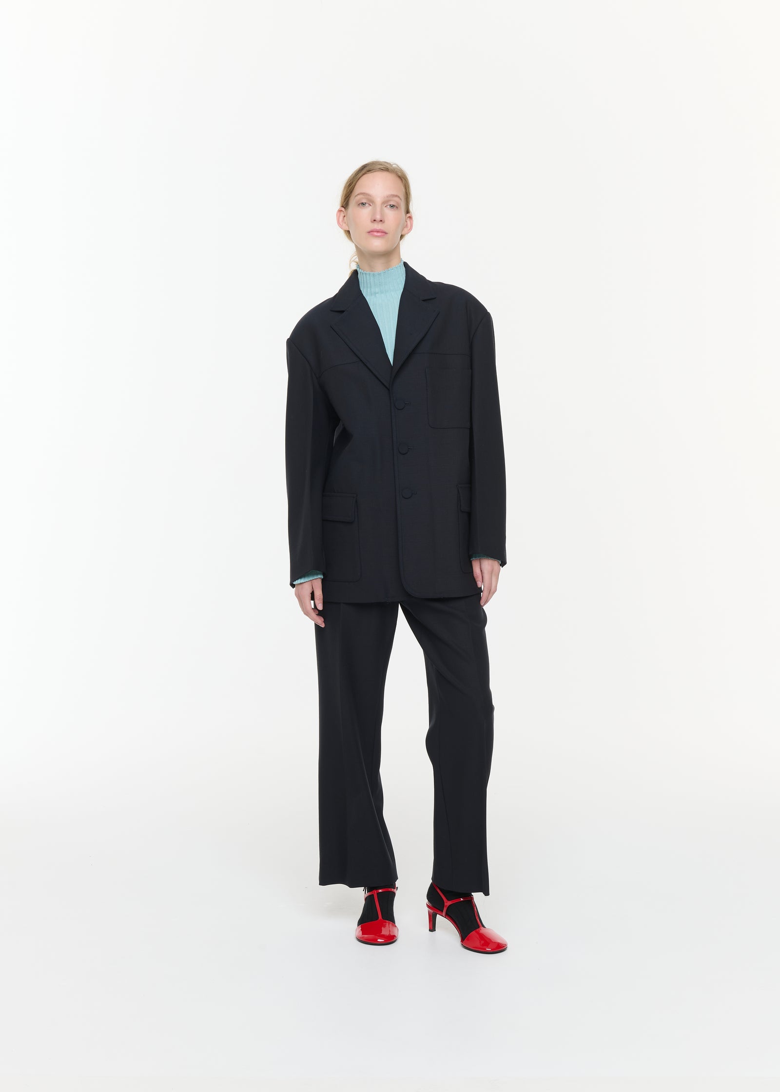 WOOL GABARDINE UTILITY BLAZER
