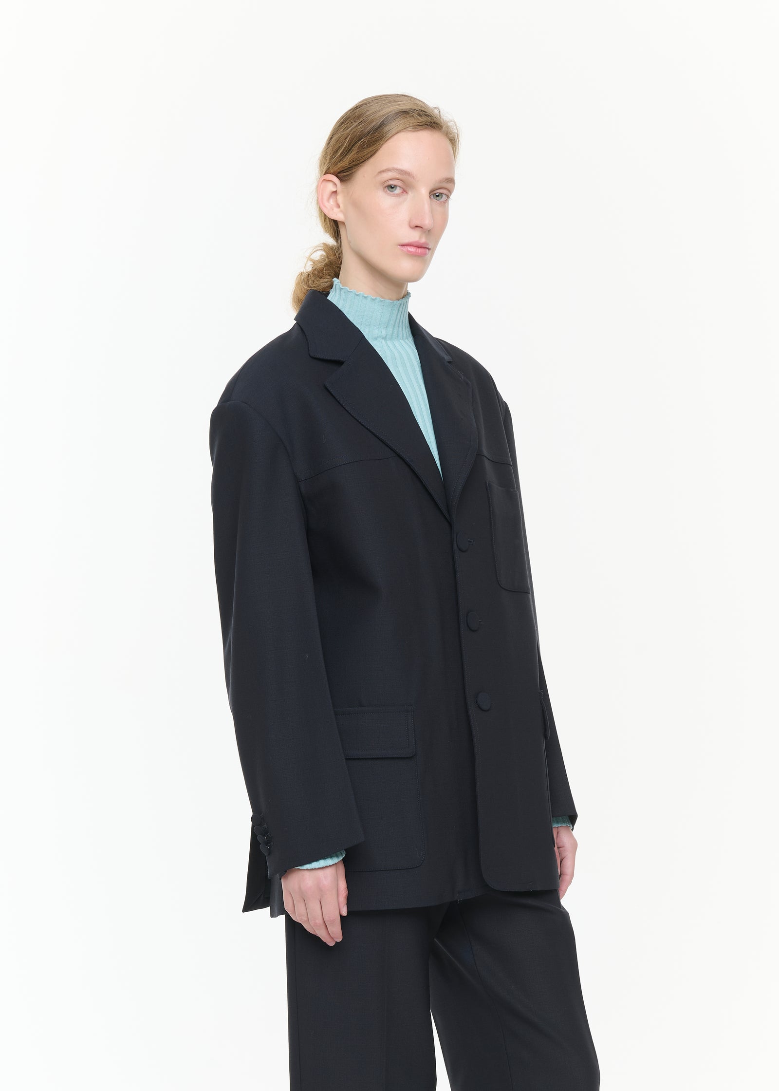 WOOL GABARDINE UTILITY BLAZER
