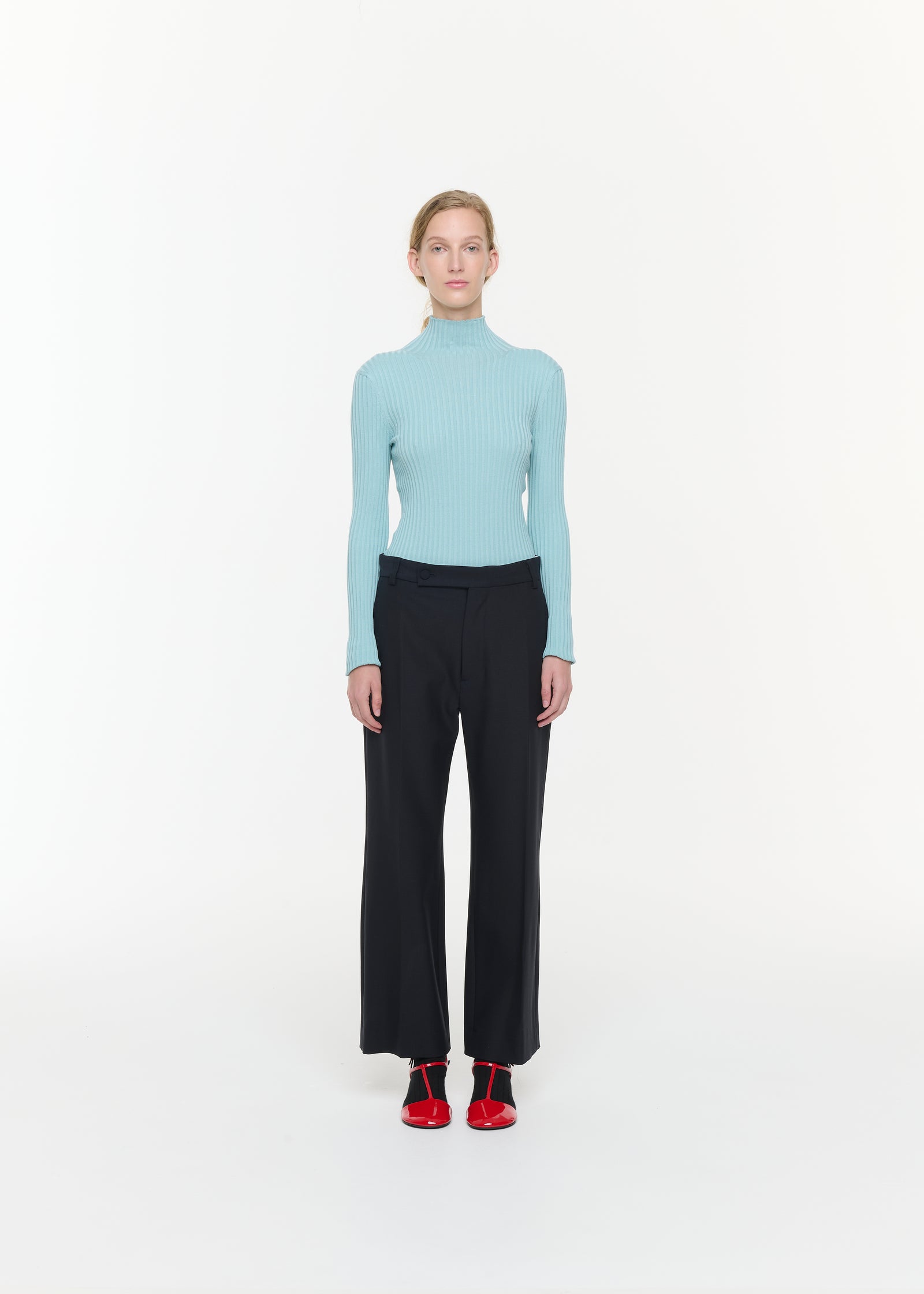 TAILORED TROUSERS IN BLUE WOOL GABARDINE