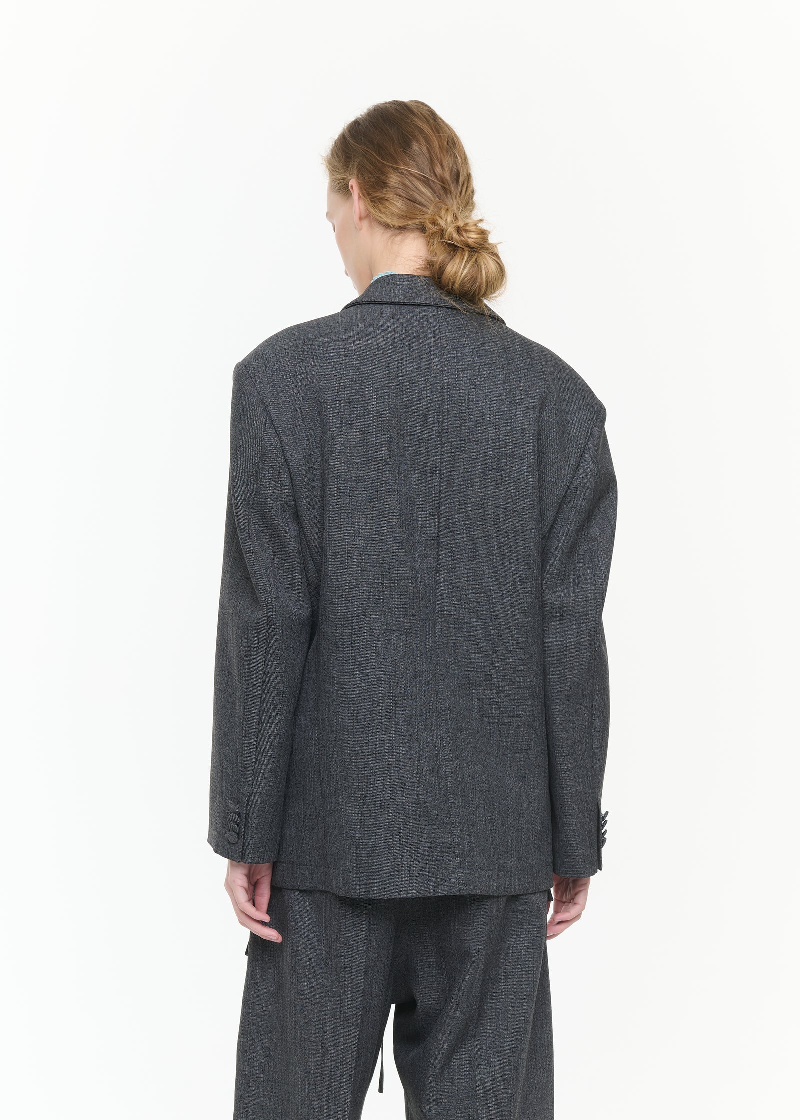 DOUBLE-BREASTED MELANGE TAILORED BLAZER