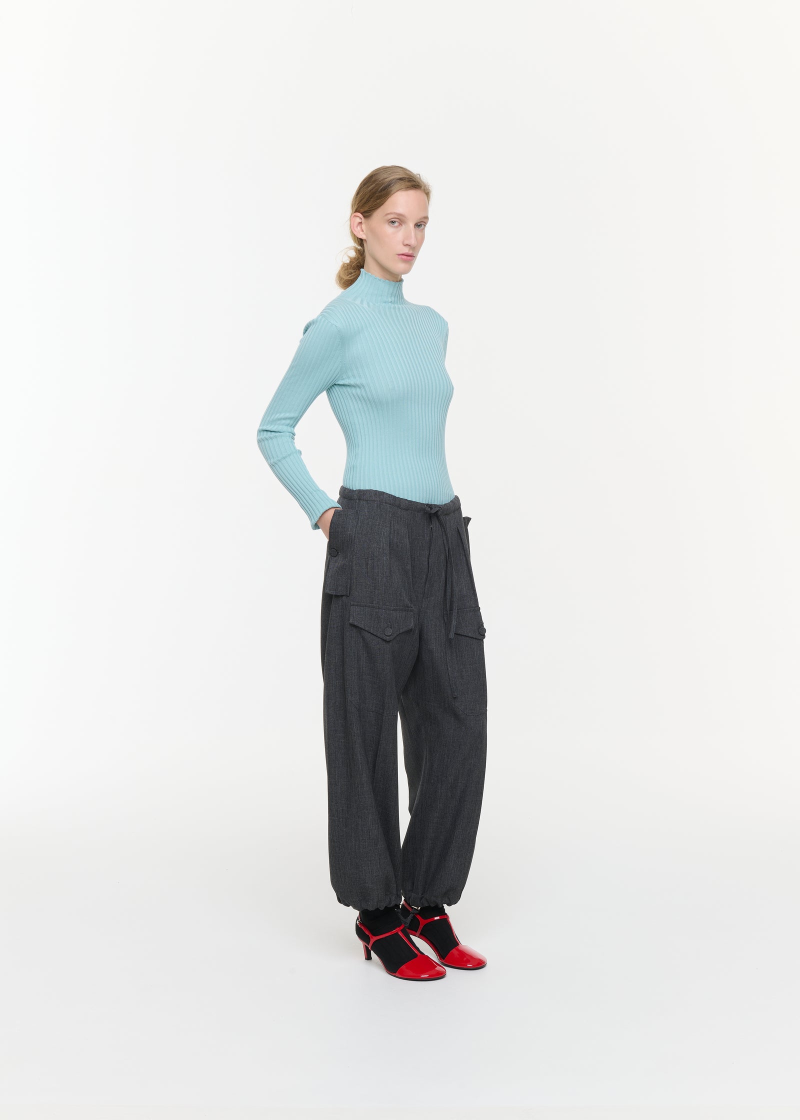 GREY MELANGE GRISAILLE UTILITY TROUSERS