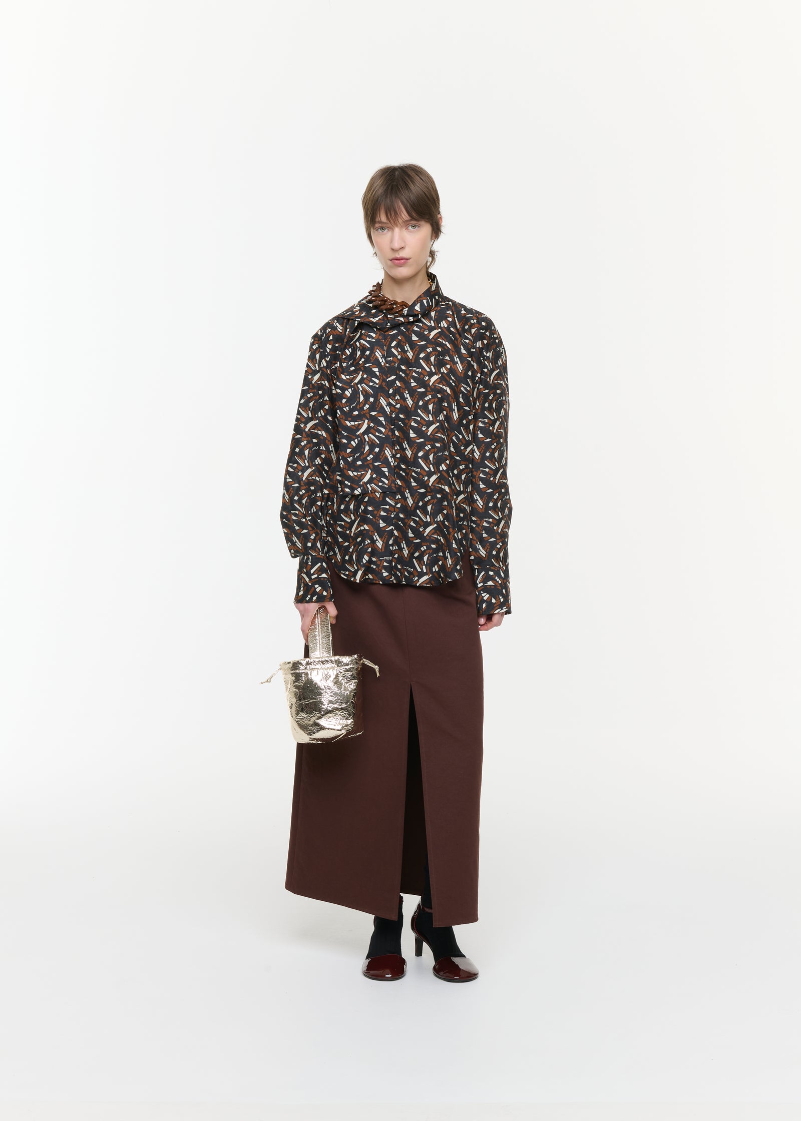ABSTRACT LEAVES HABOUTAI SILK SHIRT