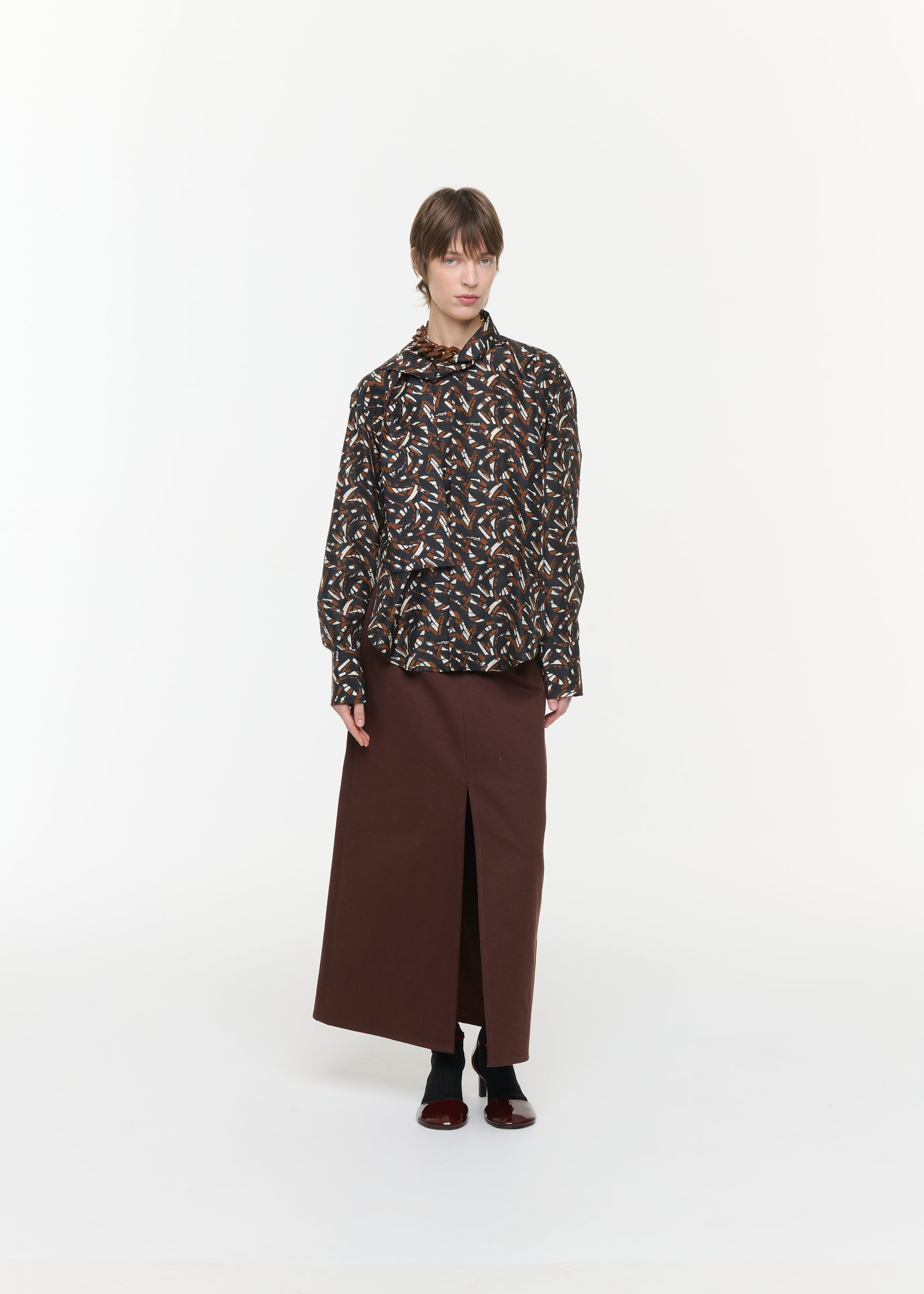 ABSTRACT LEAVES HABOUTAI SILK SHIRT