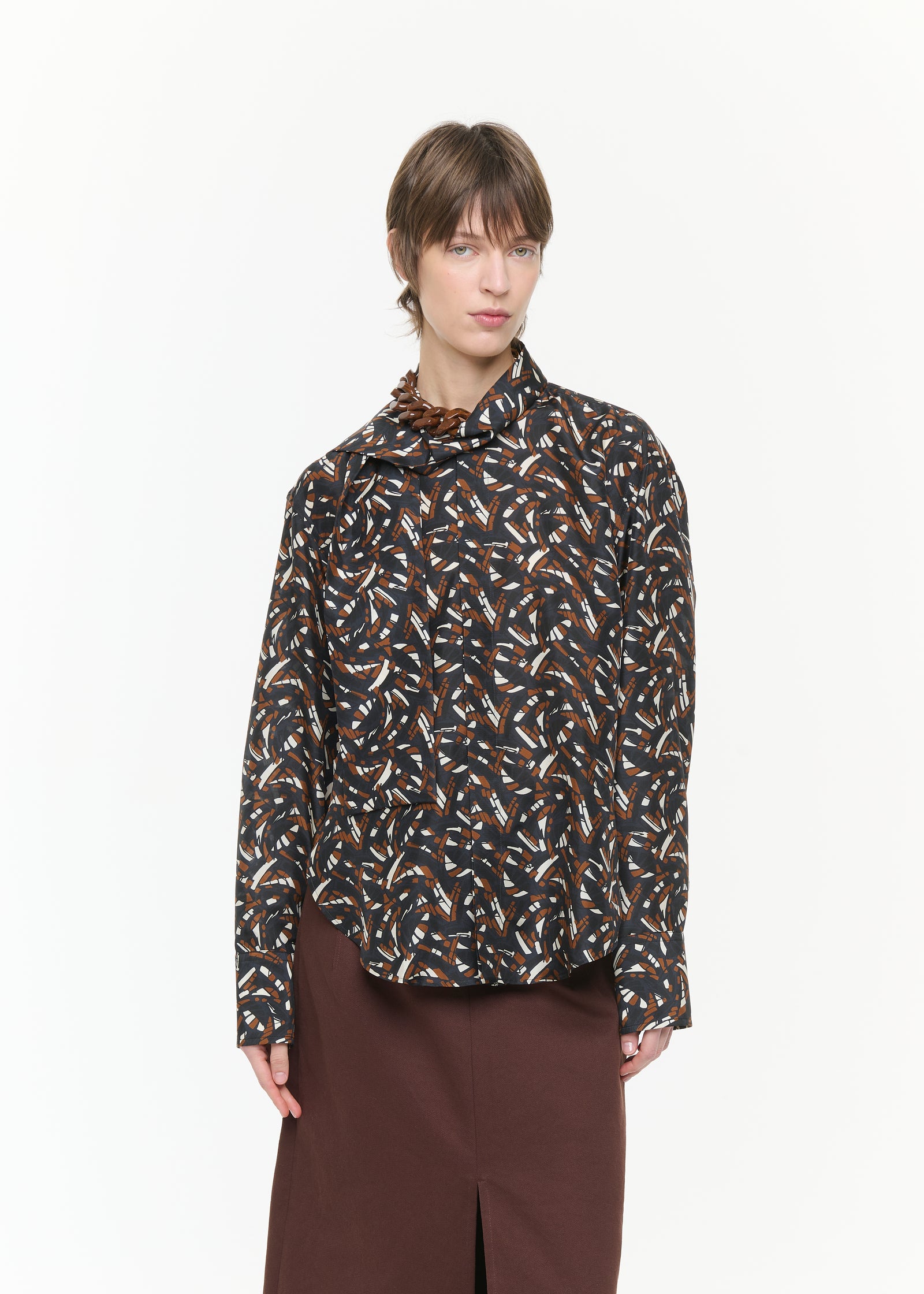 ABSTRACT LEAVES HABOUTAI SILK SHIRT