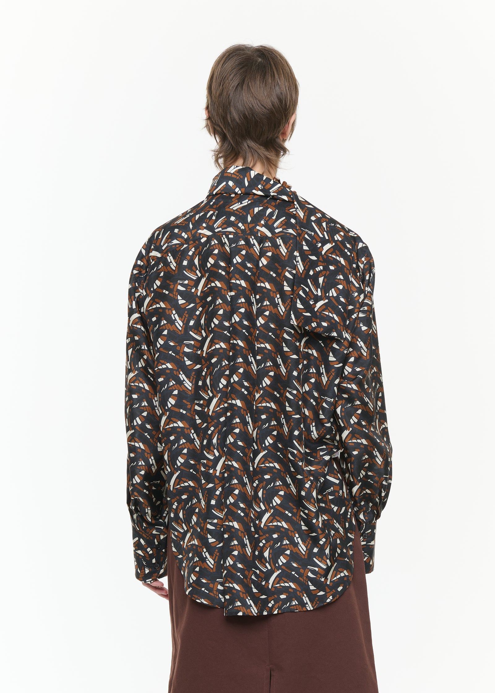 ABSTRACT LEAVES HABOUTAI SILK SHIRT