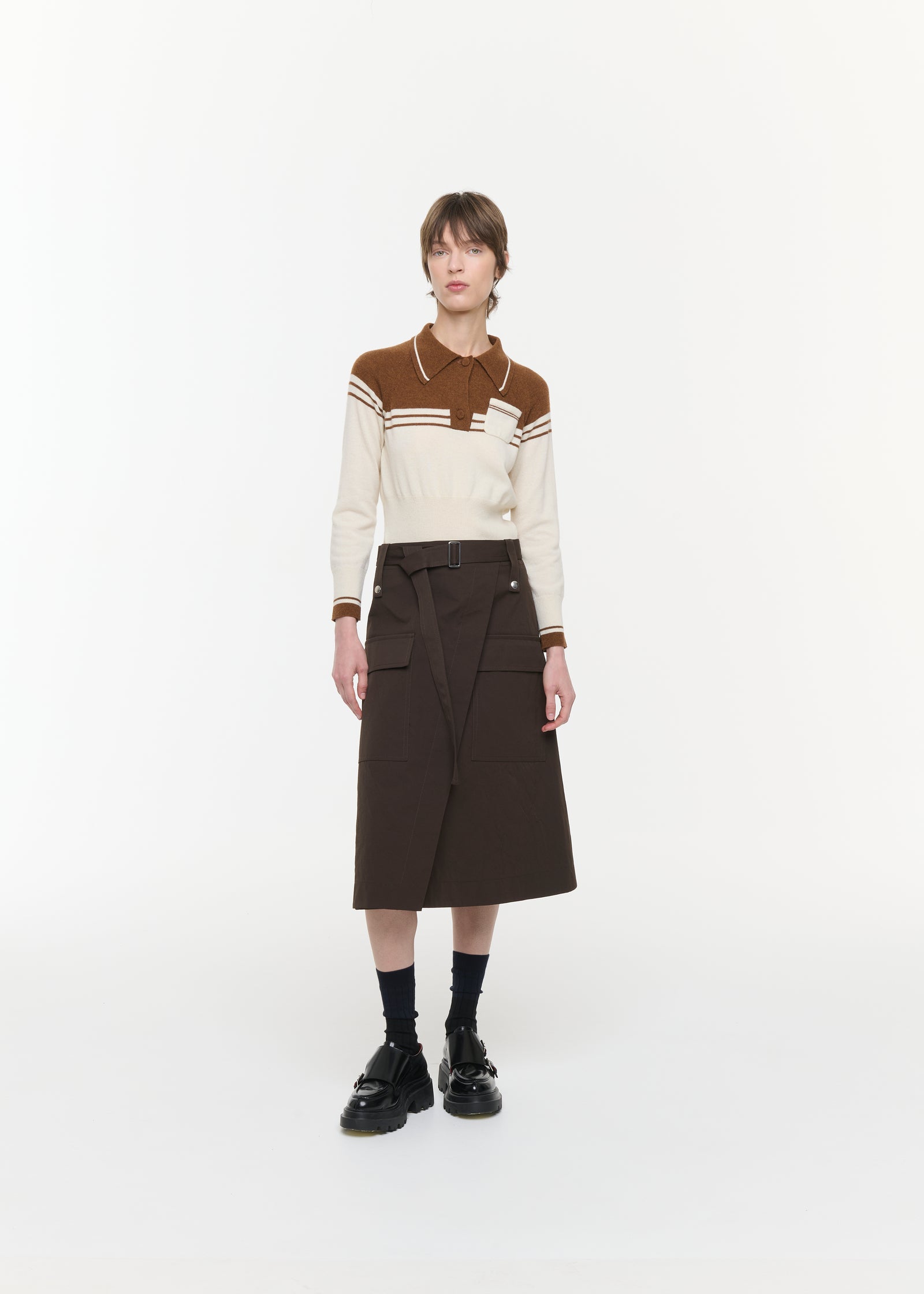 DARK BROWN WRAP SKIRT