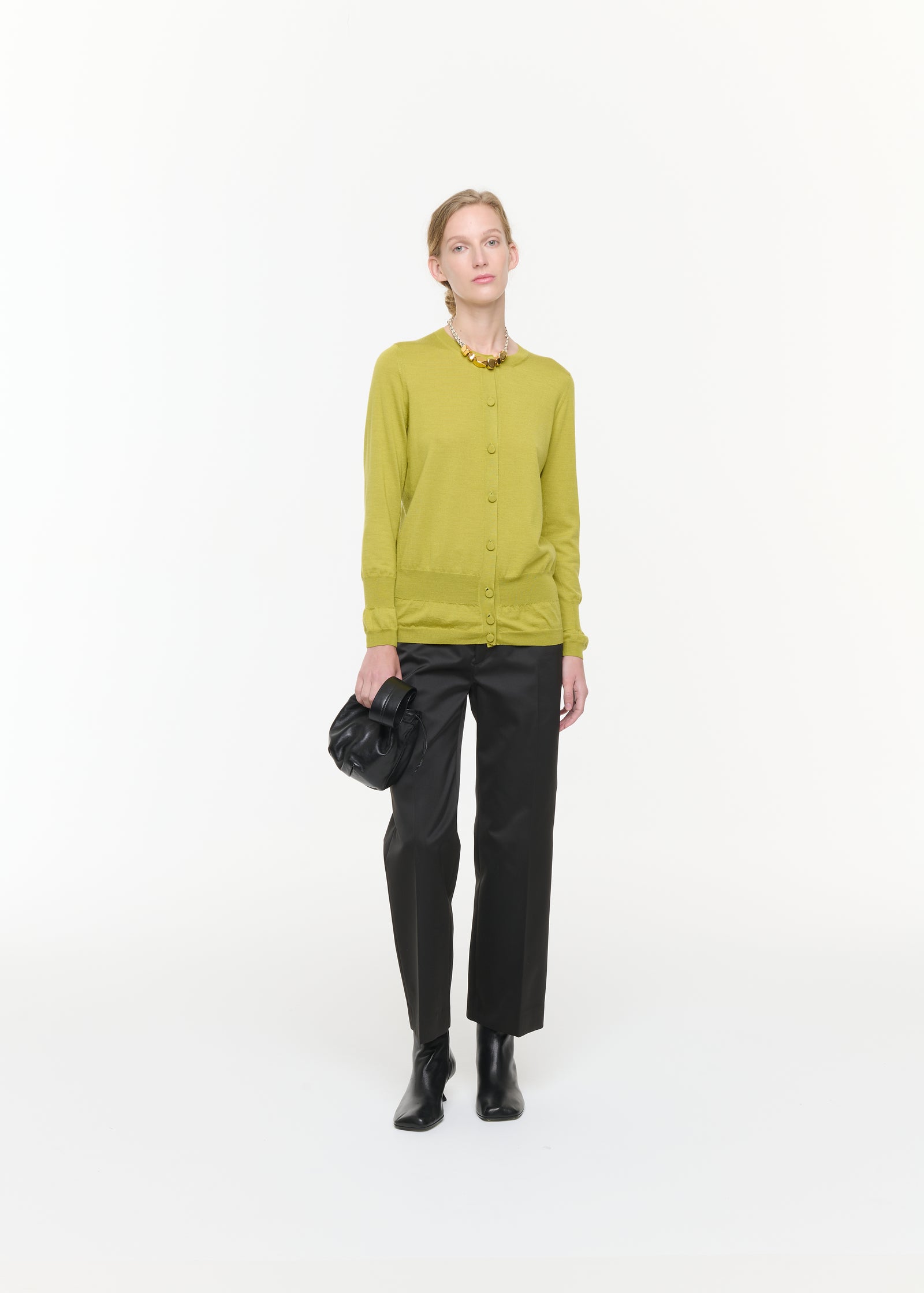ACID GREEN SILK WOOL CARDIGAN