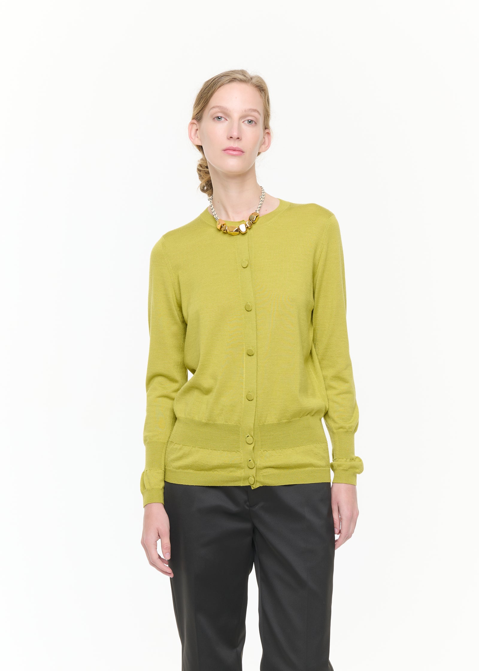 ACID GREEN SILK WOOL CARDIGAN