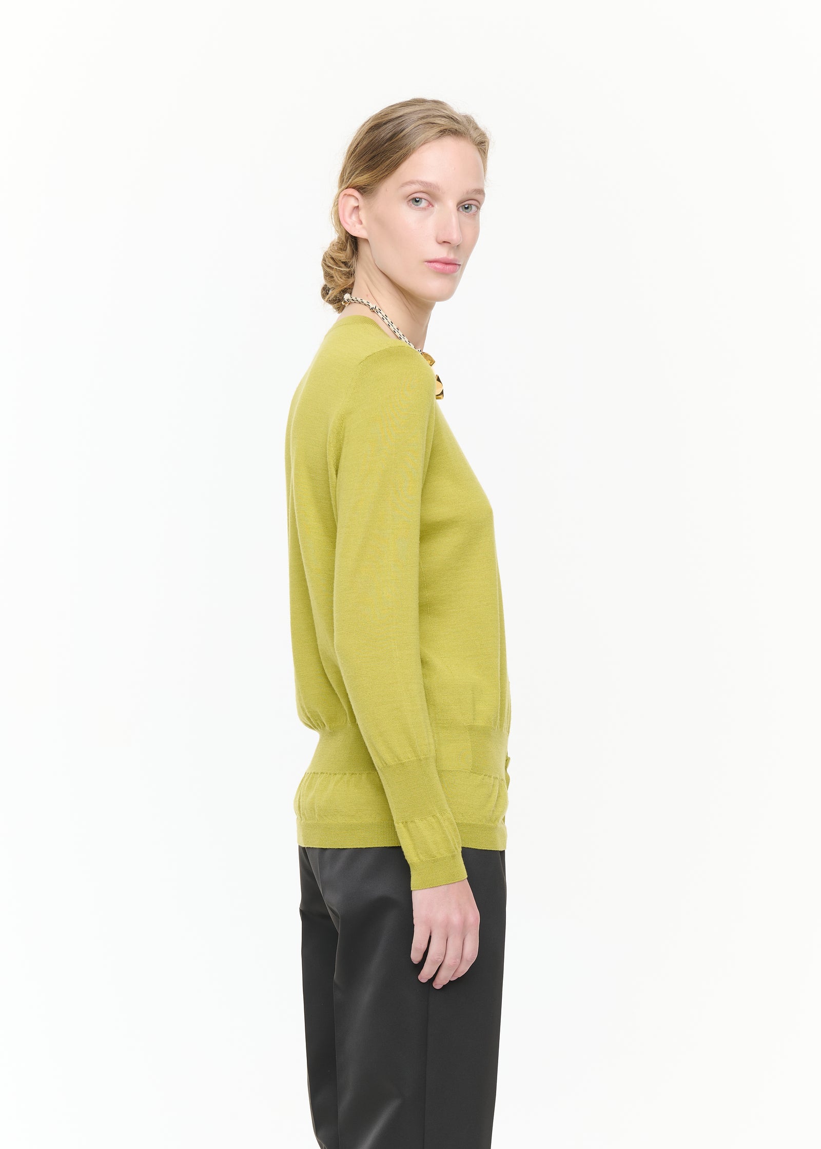 ACID GREEN SILK WOOL CARDIGAN