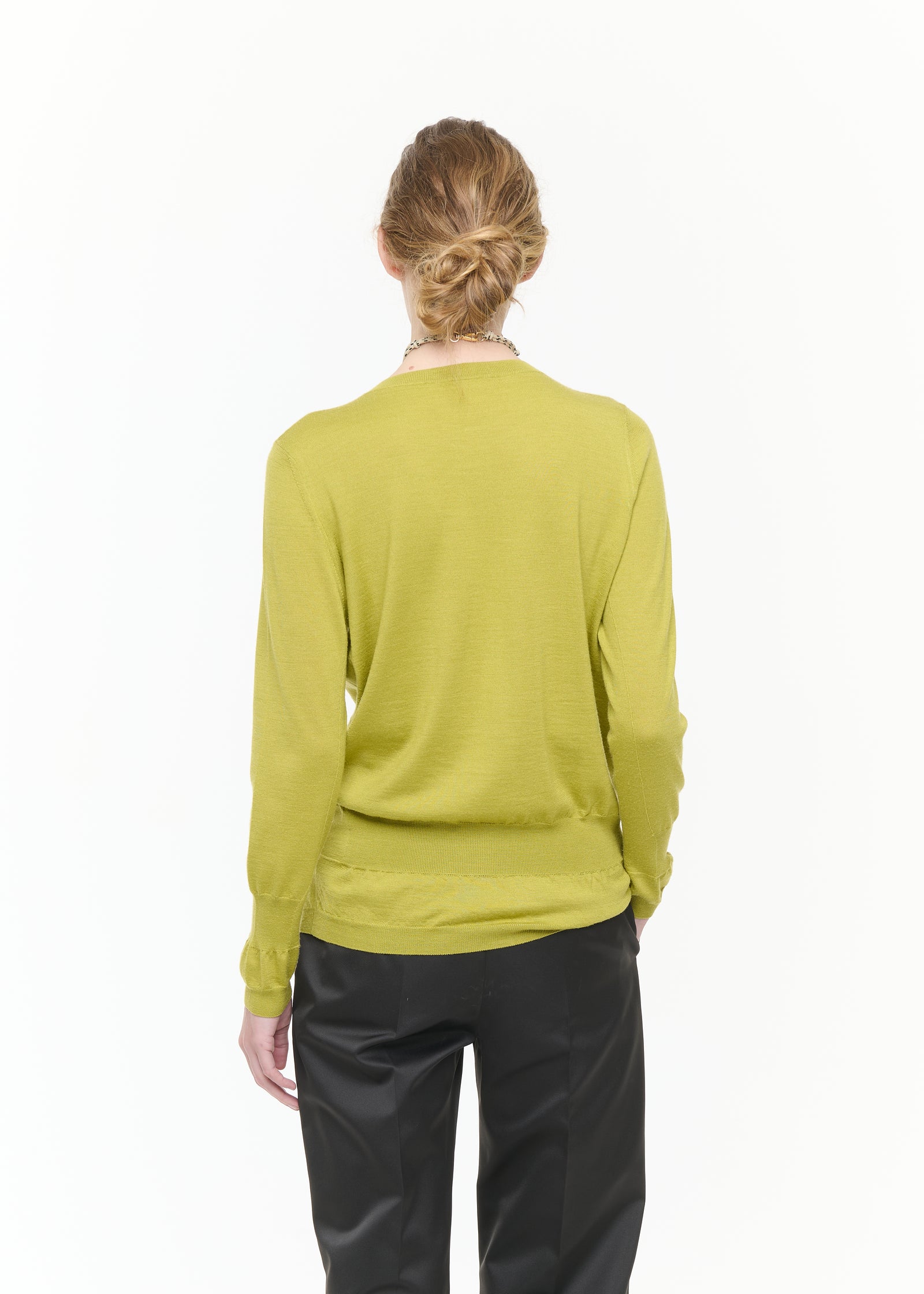 ACID GREEN SILK WOOL CARDIGAN
