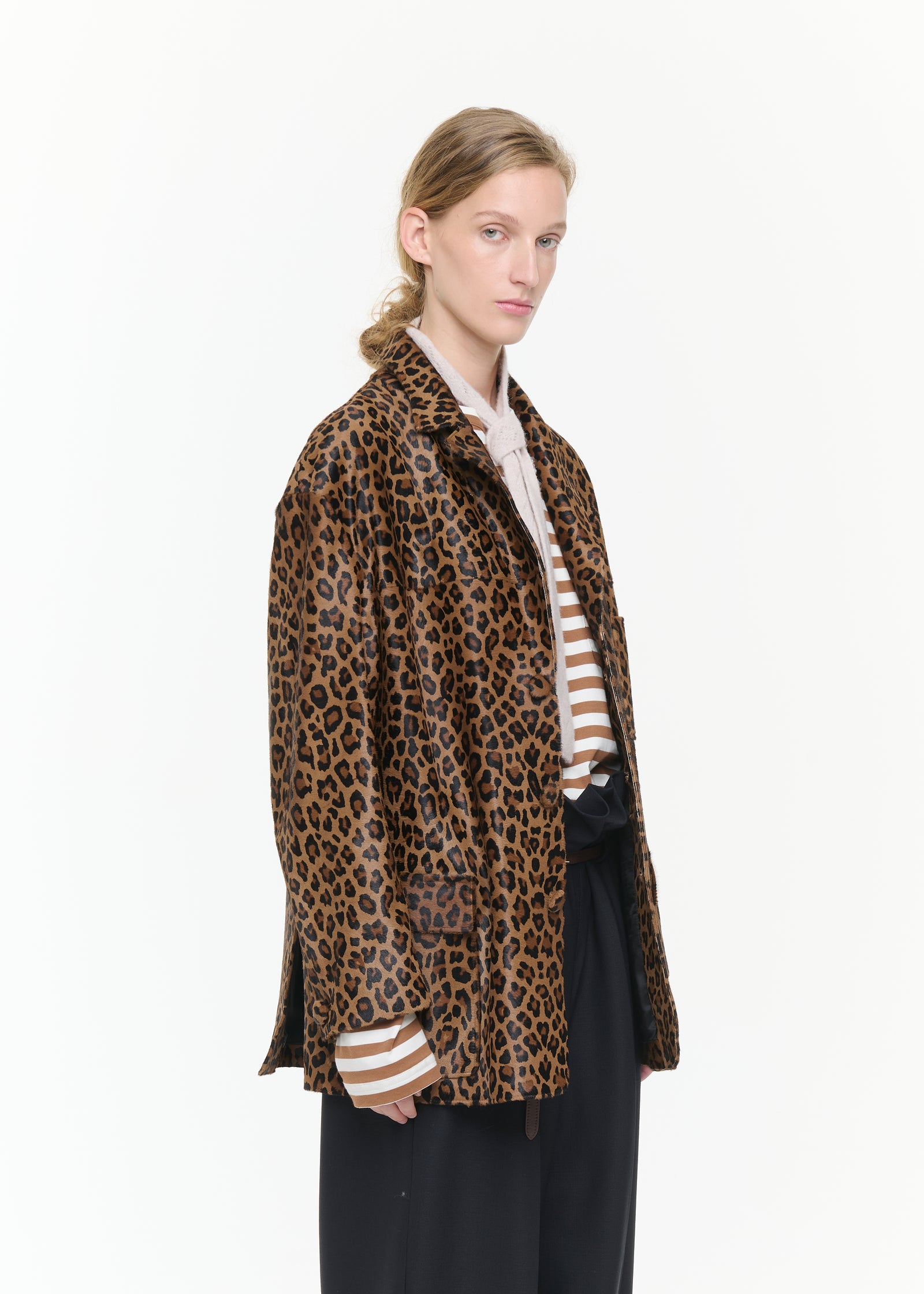 BLAZER IN CAVALLINO CON STAMPA LEOPARDATA