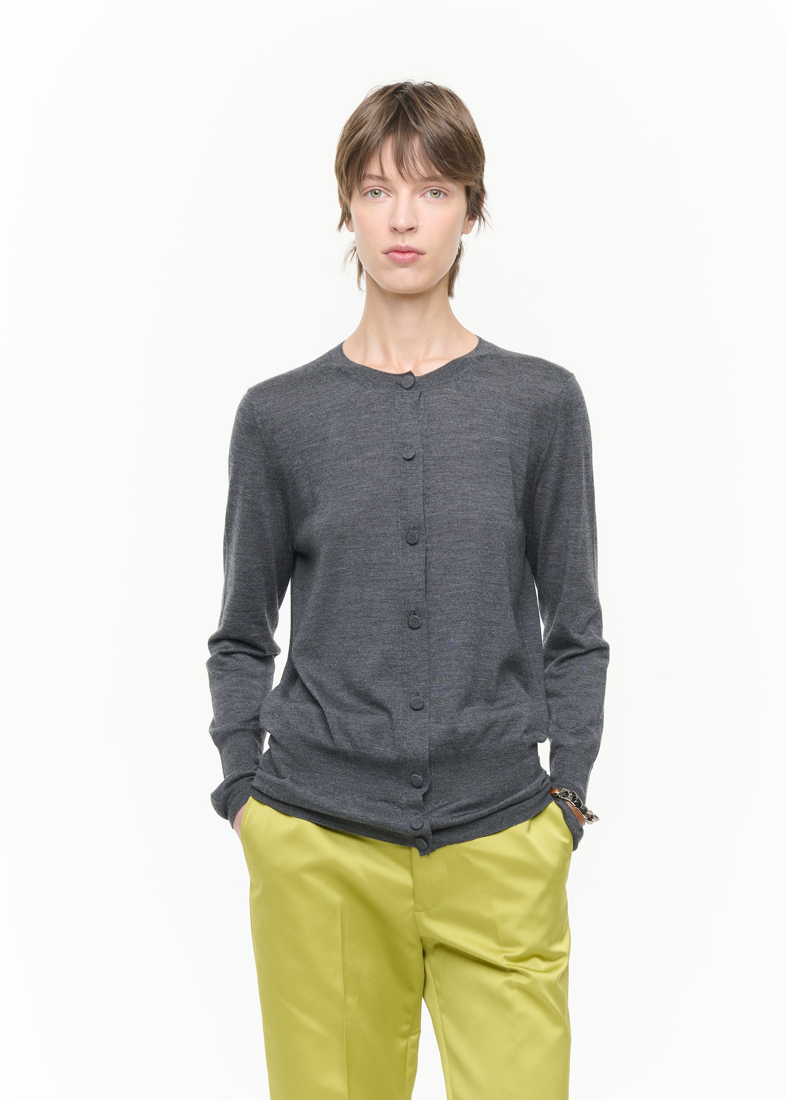 CARDIGAN IN LANA SETA GRANITO