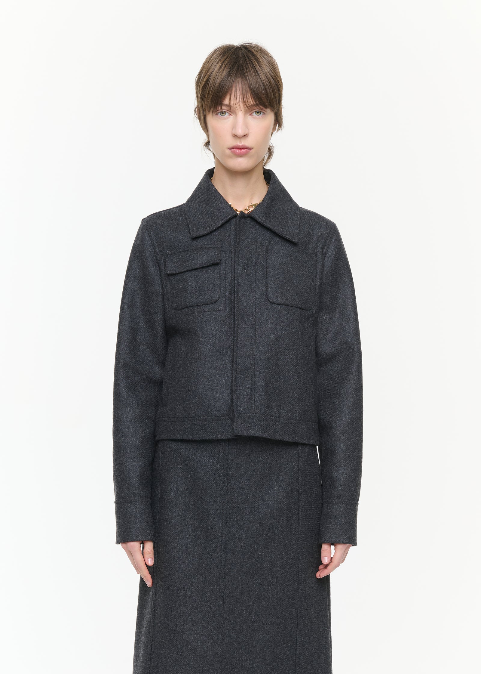 CROPPED DOUBLE MELANGE WOOL JACKET