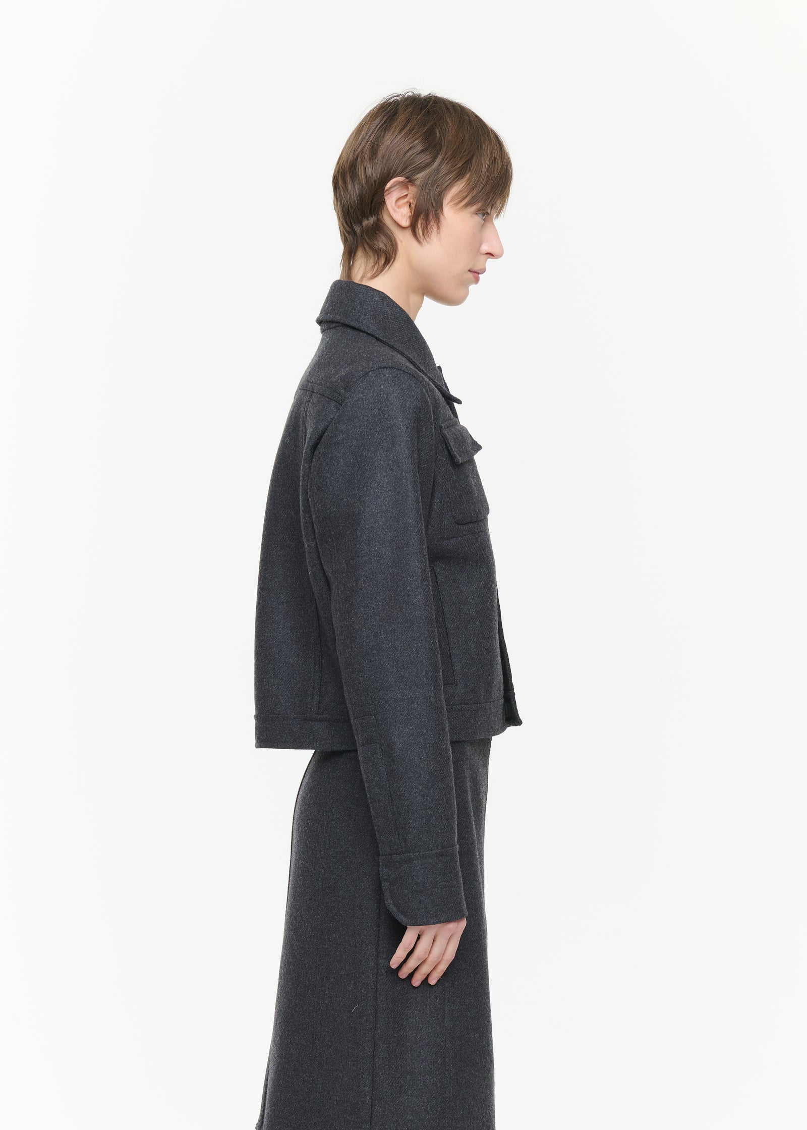CROPPED DOUBLE MELANGE WOOL JACKET