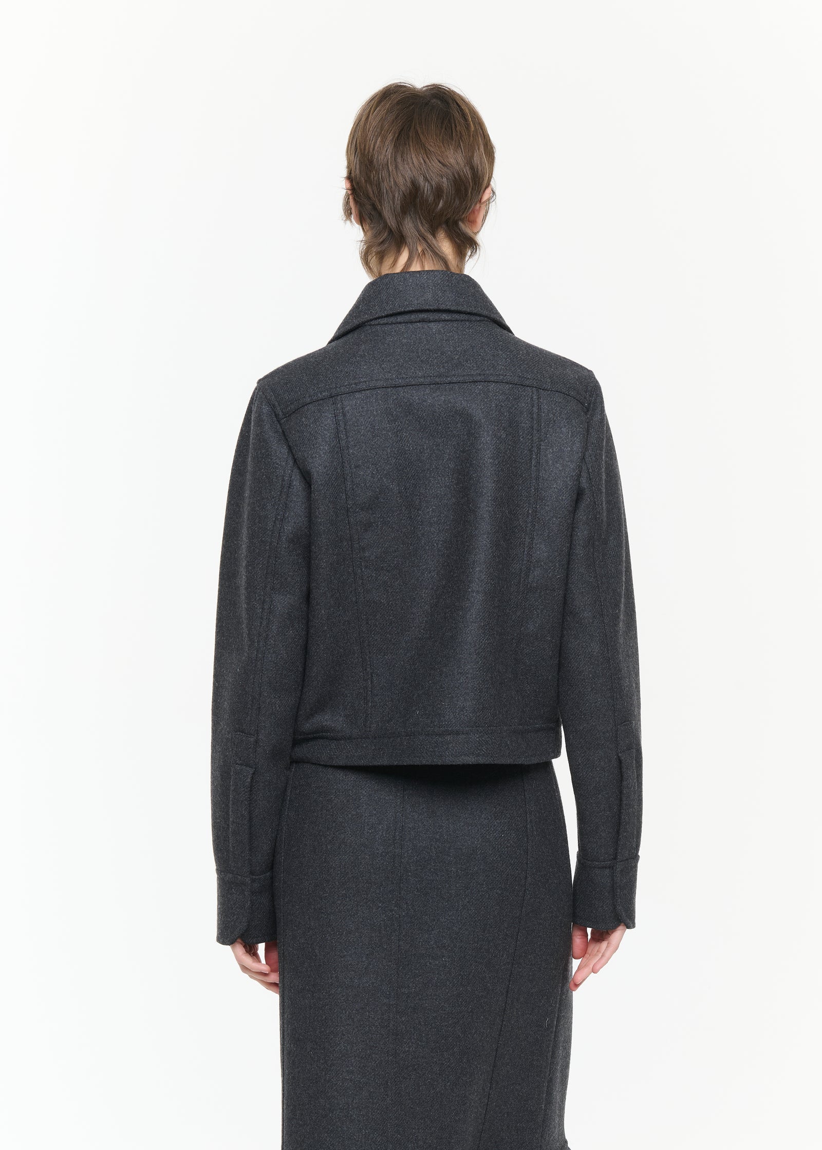 CROPPED DOUBLE MELANGE WOOL JACKET