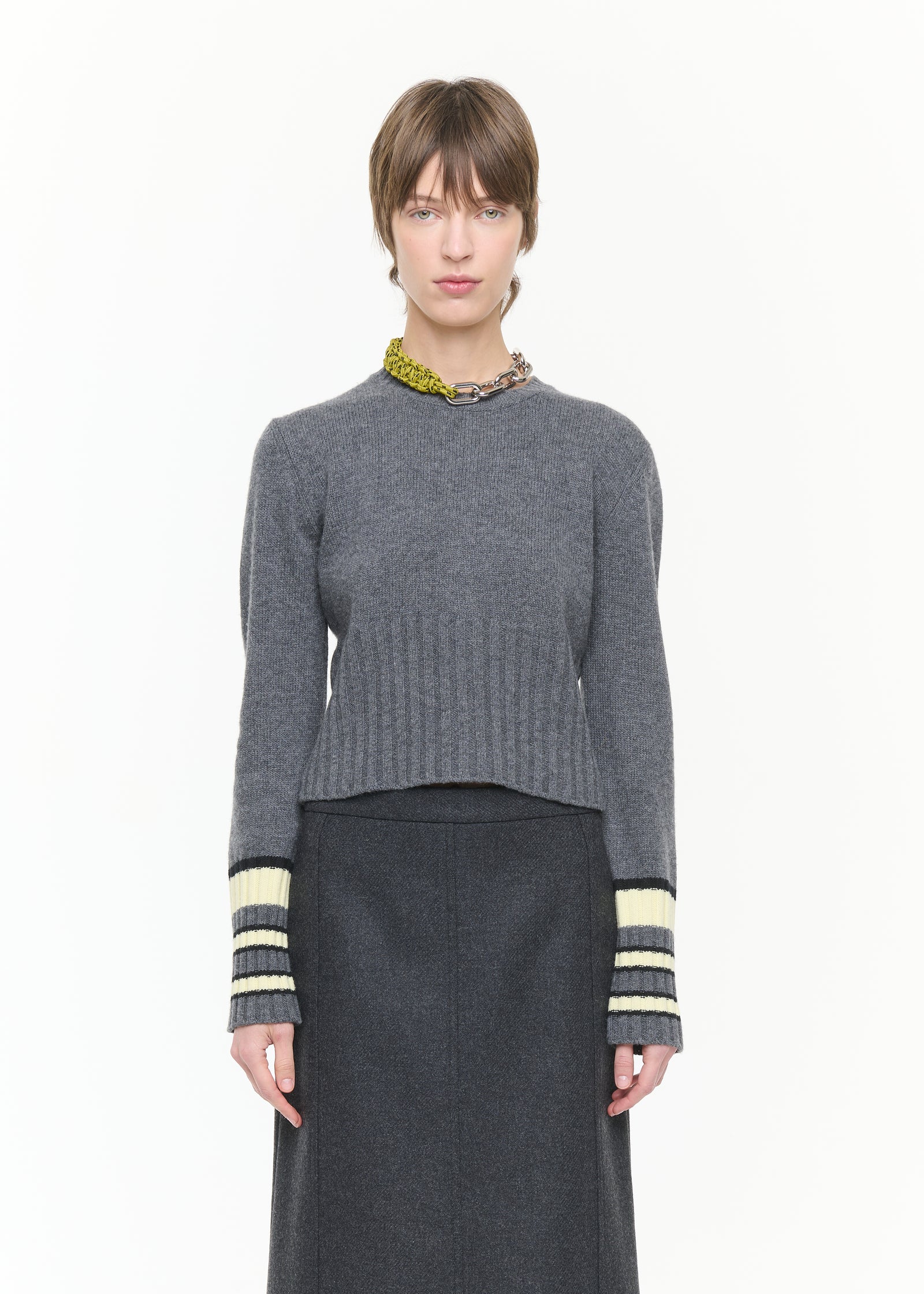 MAGLIONE GIROCOLLO CON POLSINI A RIGHE