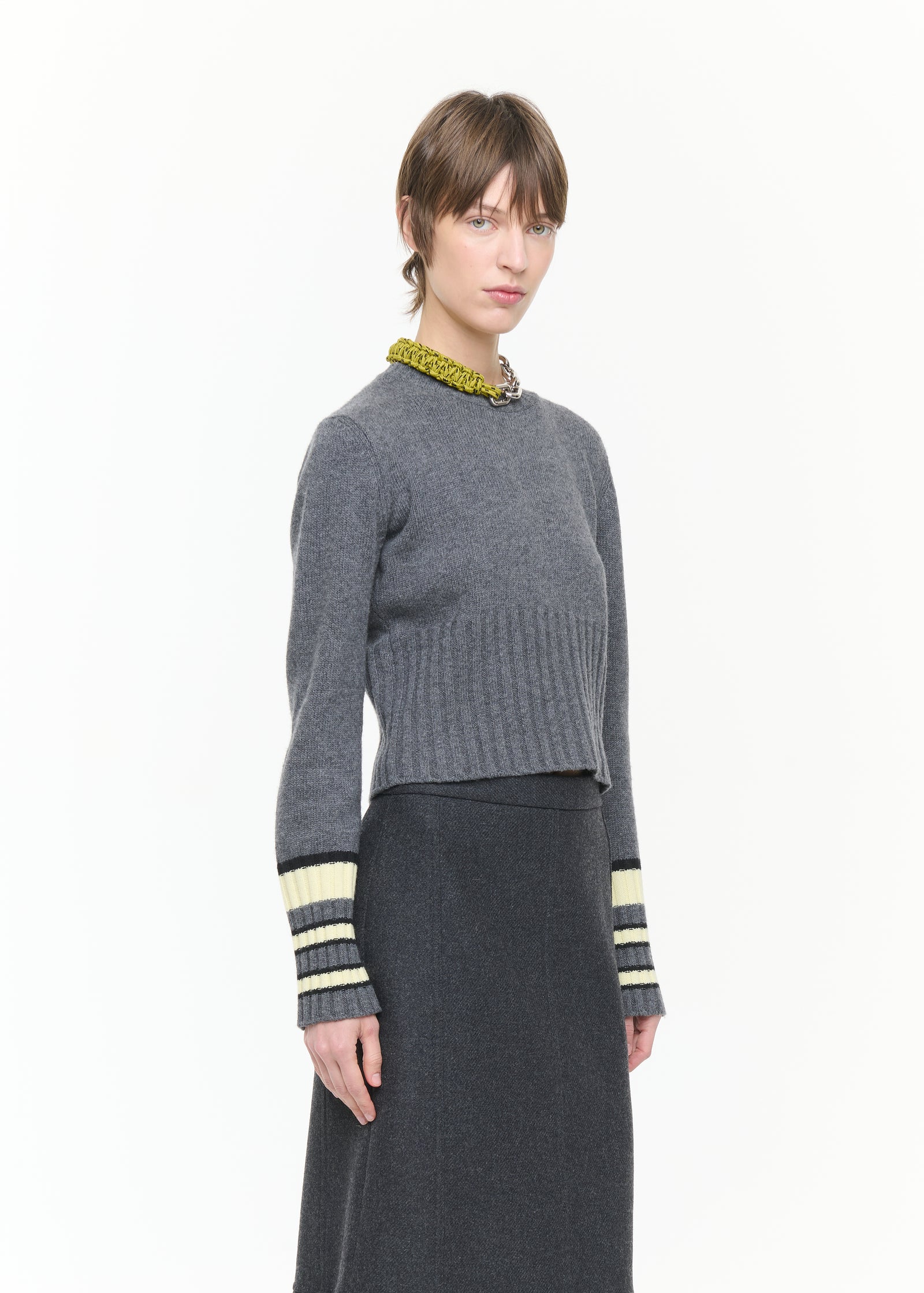 MAGLIONE GIROCOLLO CON POLSINI A RIGHE