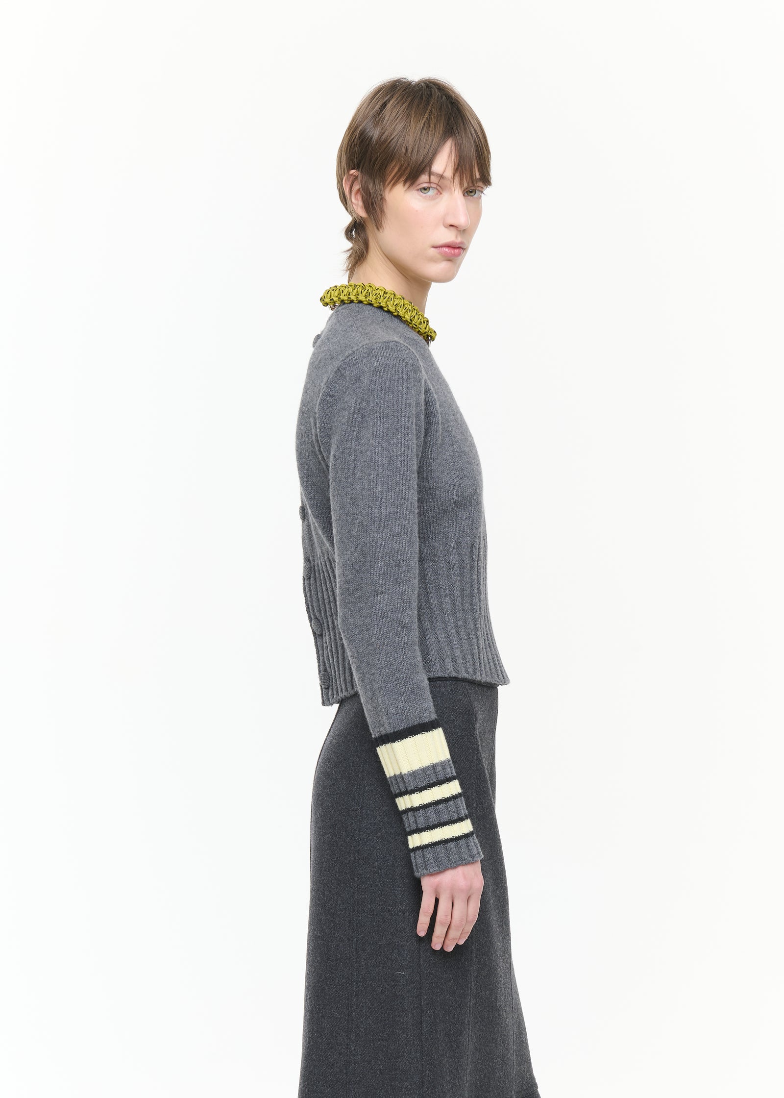 MAGLIONE GIROCOLLO CON POLSINI A RIGHE