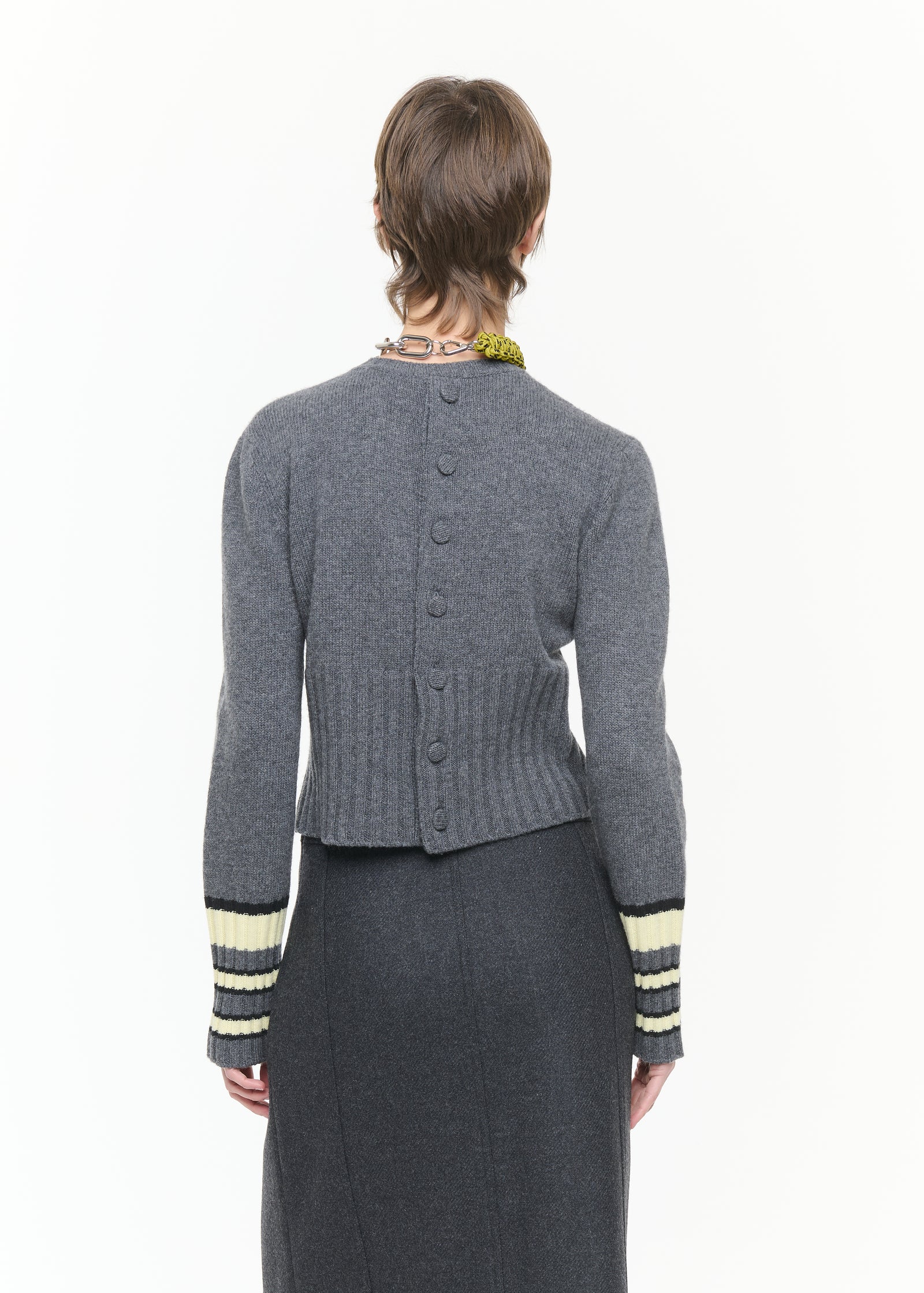 MAGLIONE GIROCOLLO CON POLSINI A RIGHE