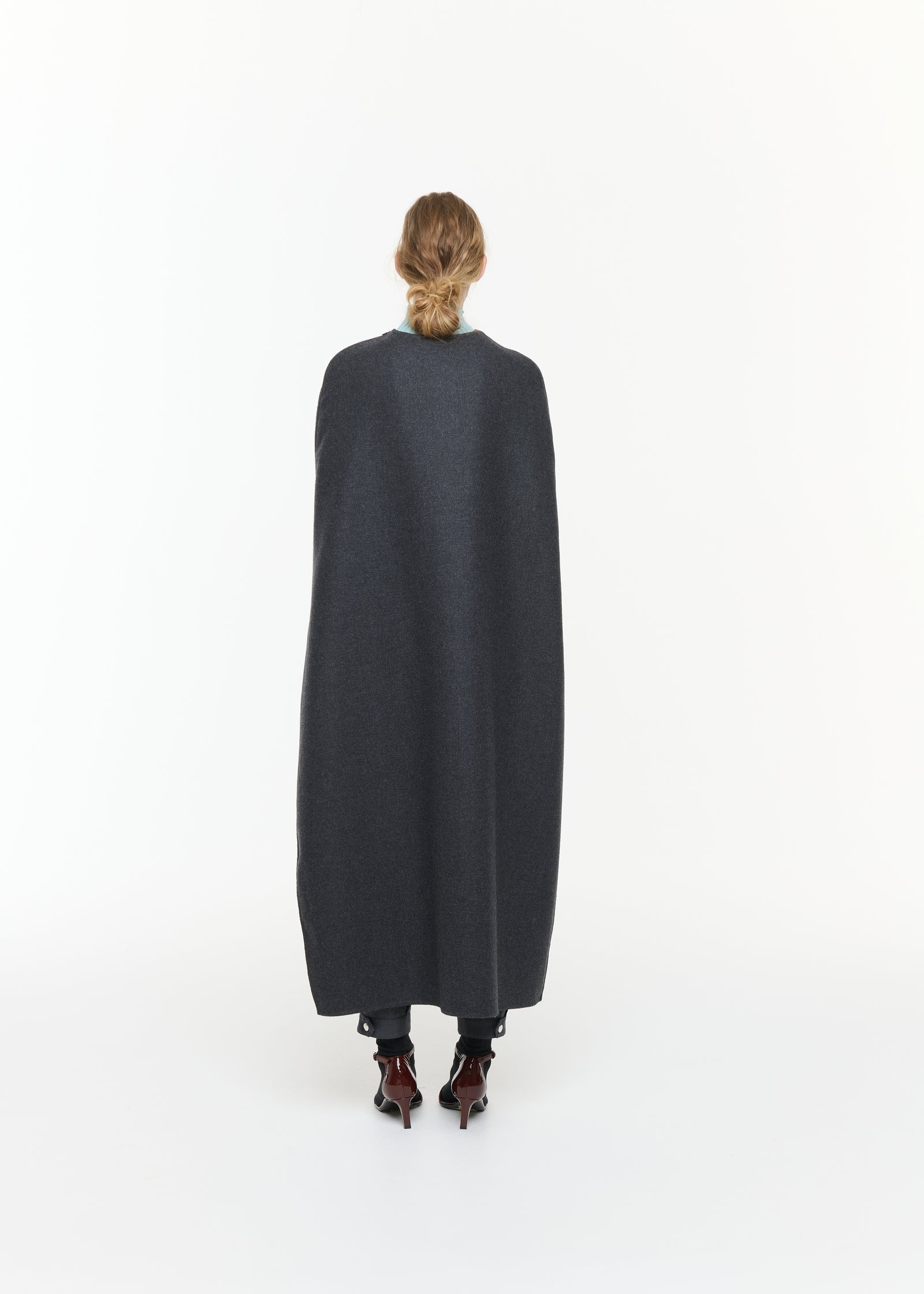 DOUBLE WOOL GREY MELANGE CAPE