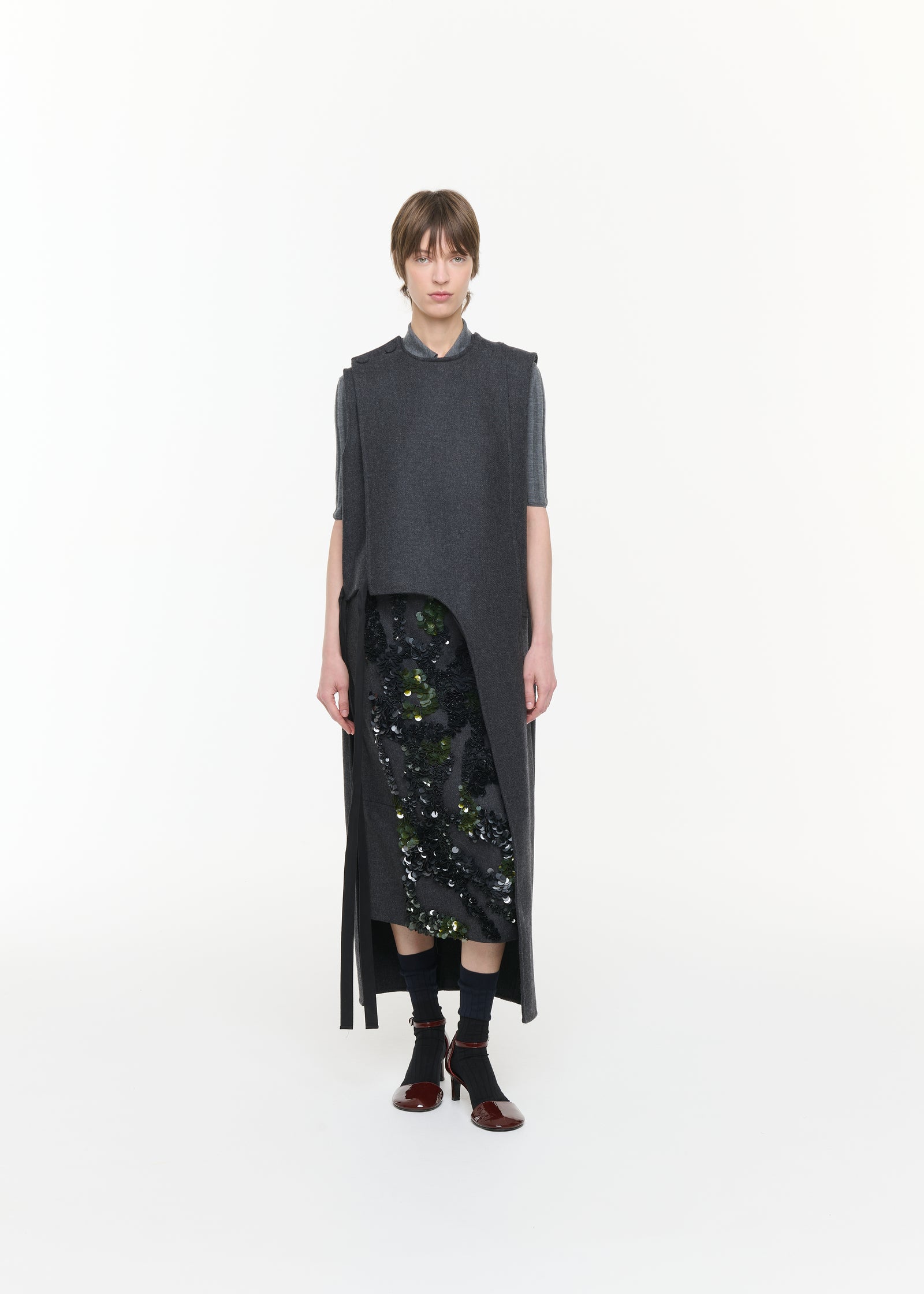 DOUBLE WOOL ASYMMETRIC VEST