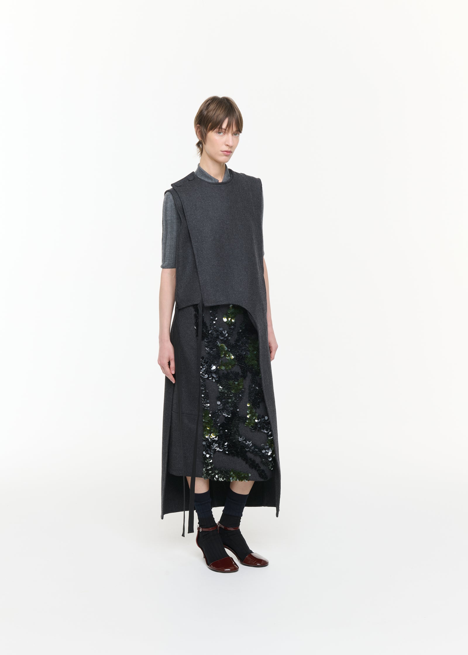 DOUBLE WOOL ASYMMETRIC VEST