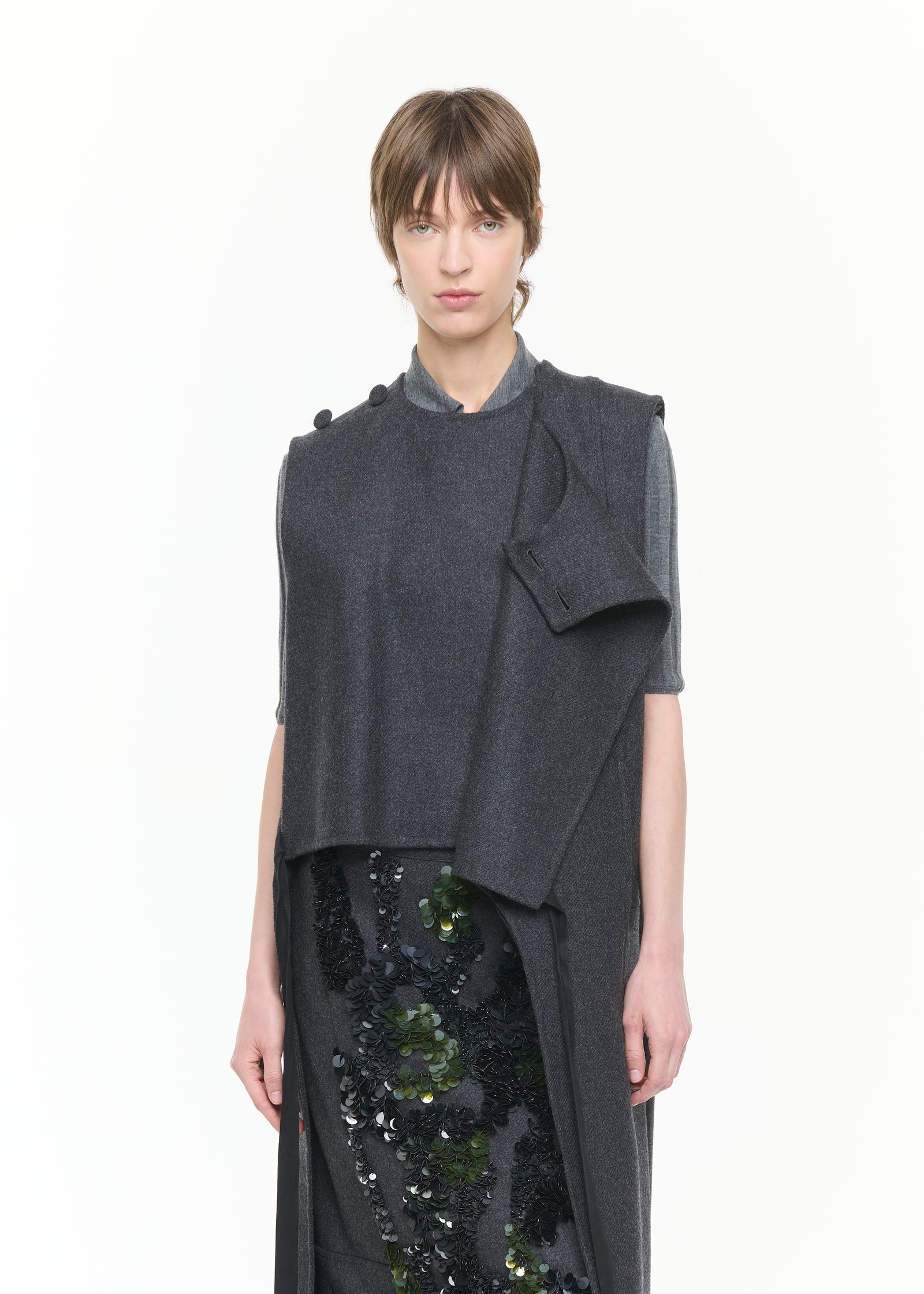 DOUBLE WOOL ASYMMETRIC VEST