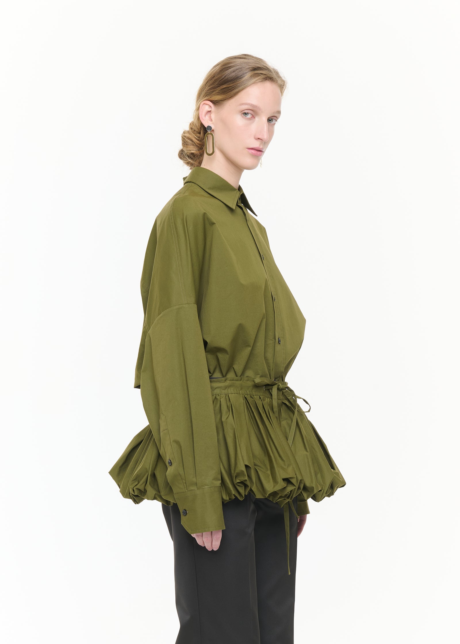 LICHEN POPELINE COCOON PEPLUM